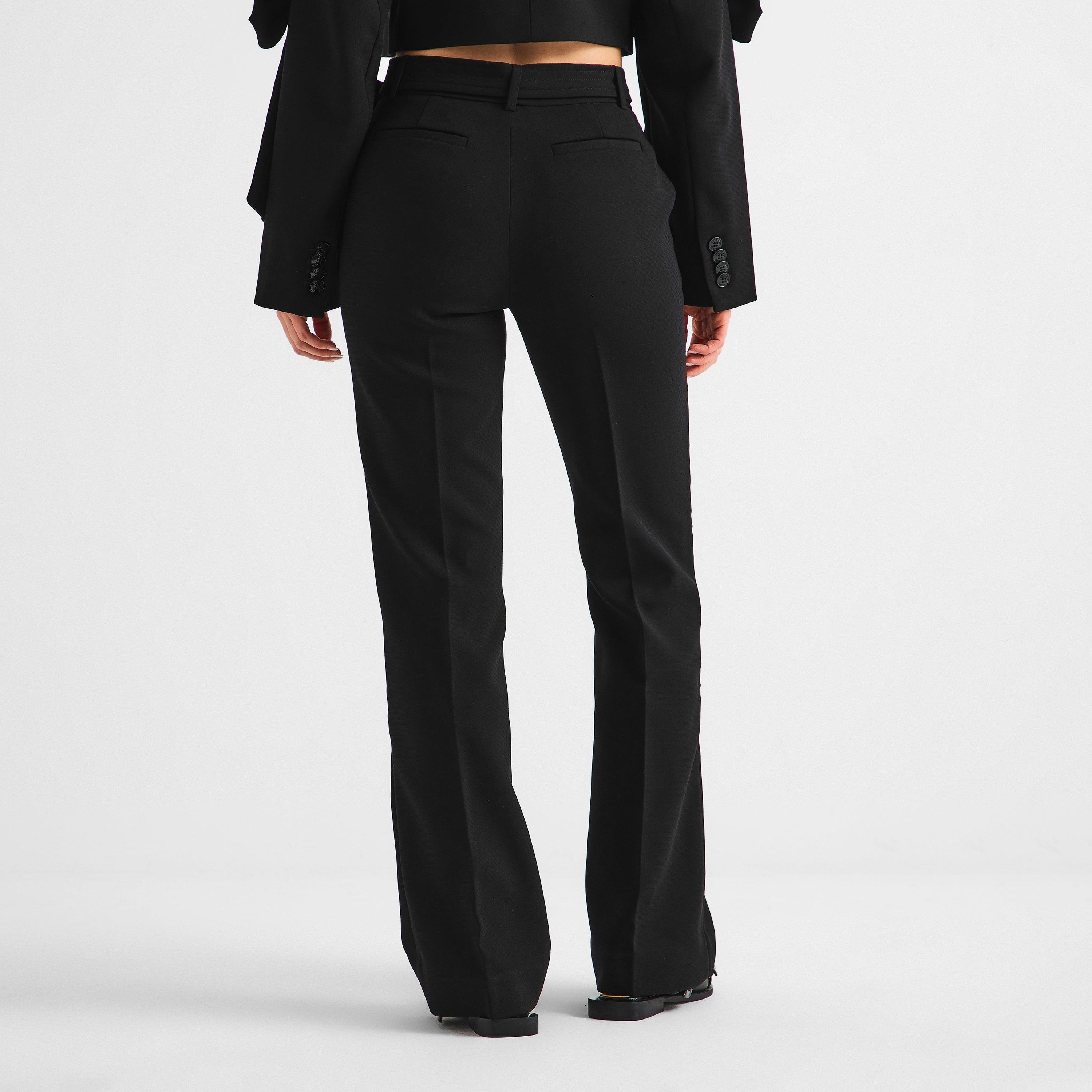 Black - Ganni - Women's Banded Cropped Tailored Trousers - 4