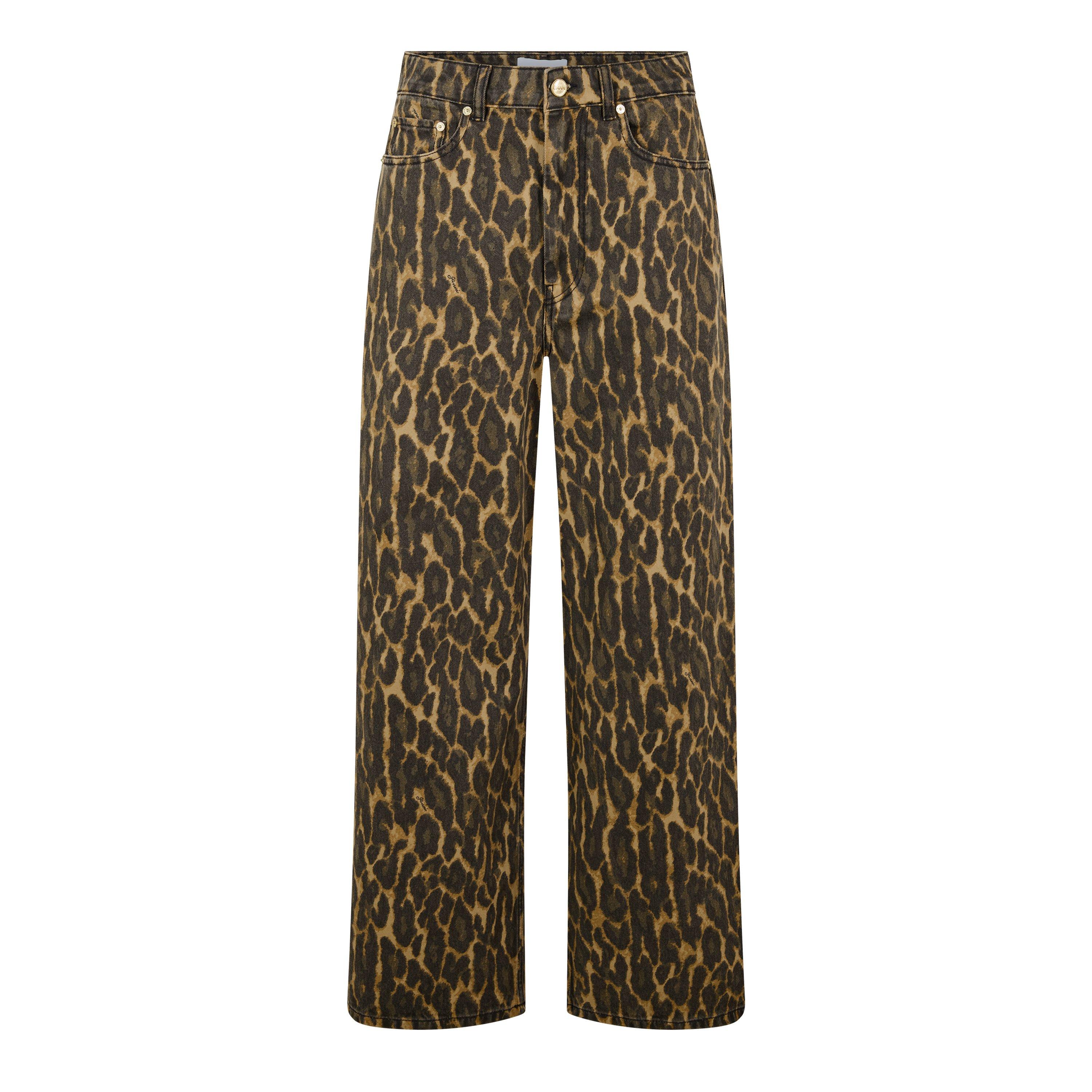 Ganni Women's Printed Denim Baggy Wide Leg Jeans - Khaki - Size 29 L33