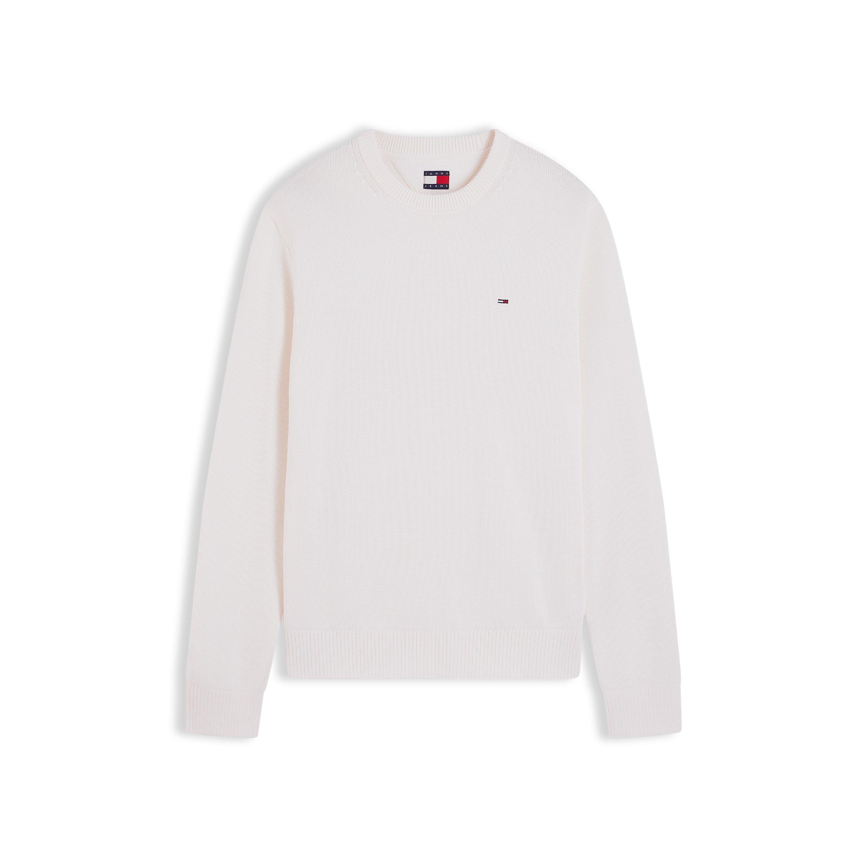 Tommy Jeans Men's Slim Ess Cotton Slim-Fit Crew-Neck Jumper - Off White - XL