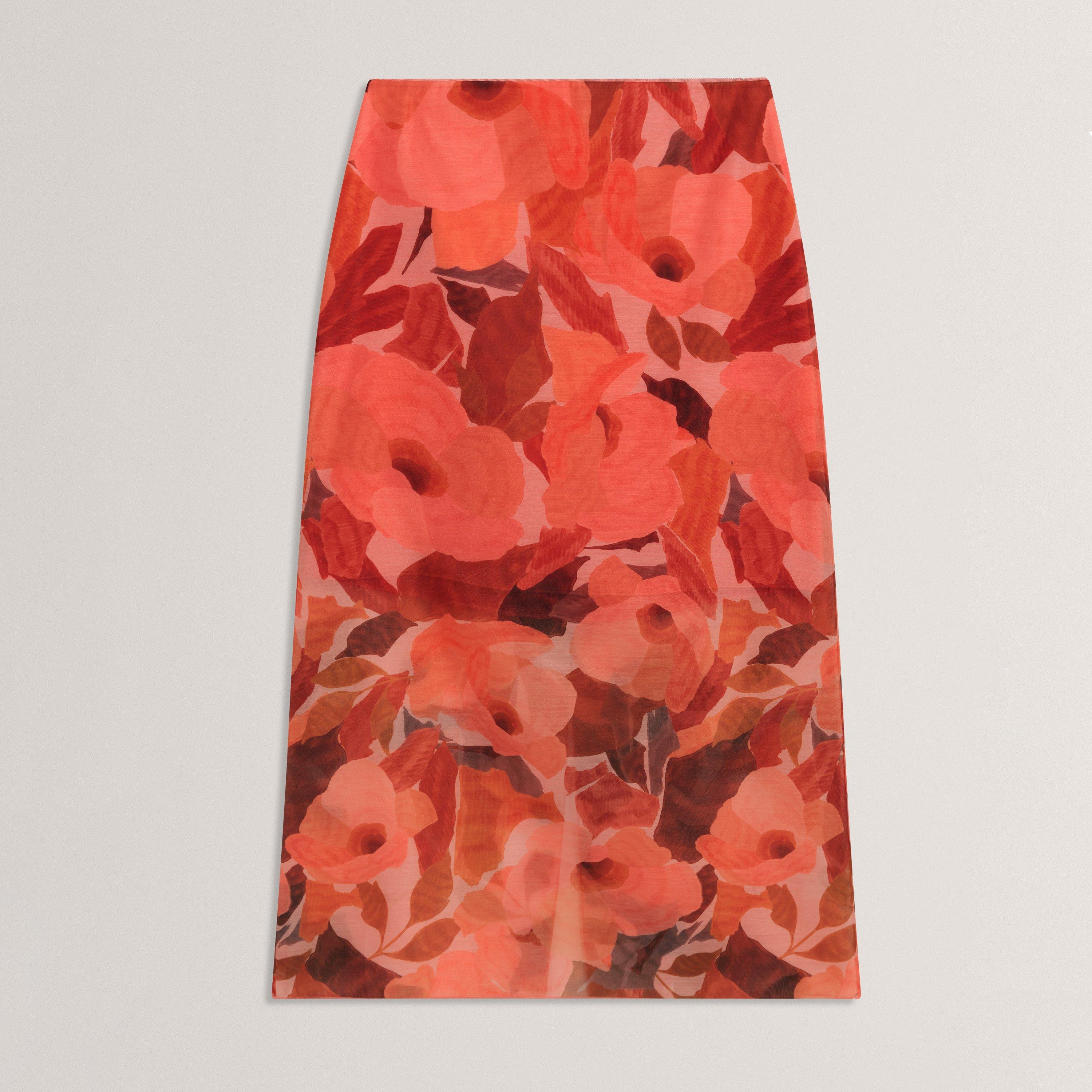 Ted Baker Women's Print Midi Skirt - Coral - 14 (L)