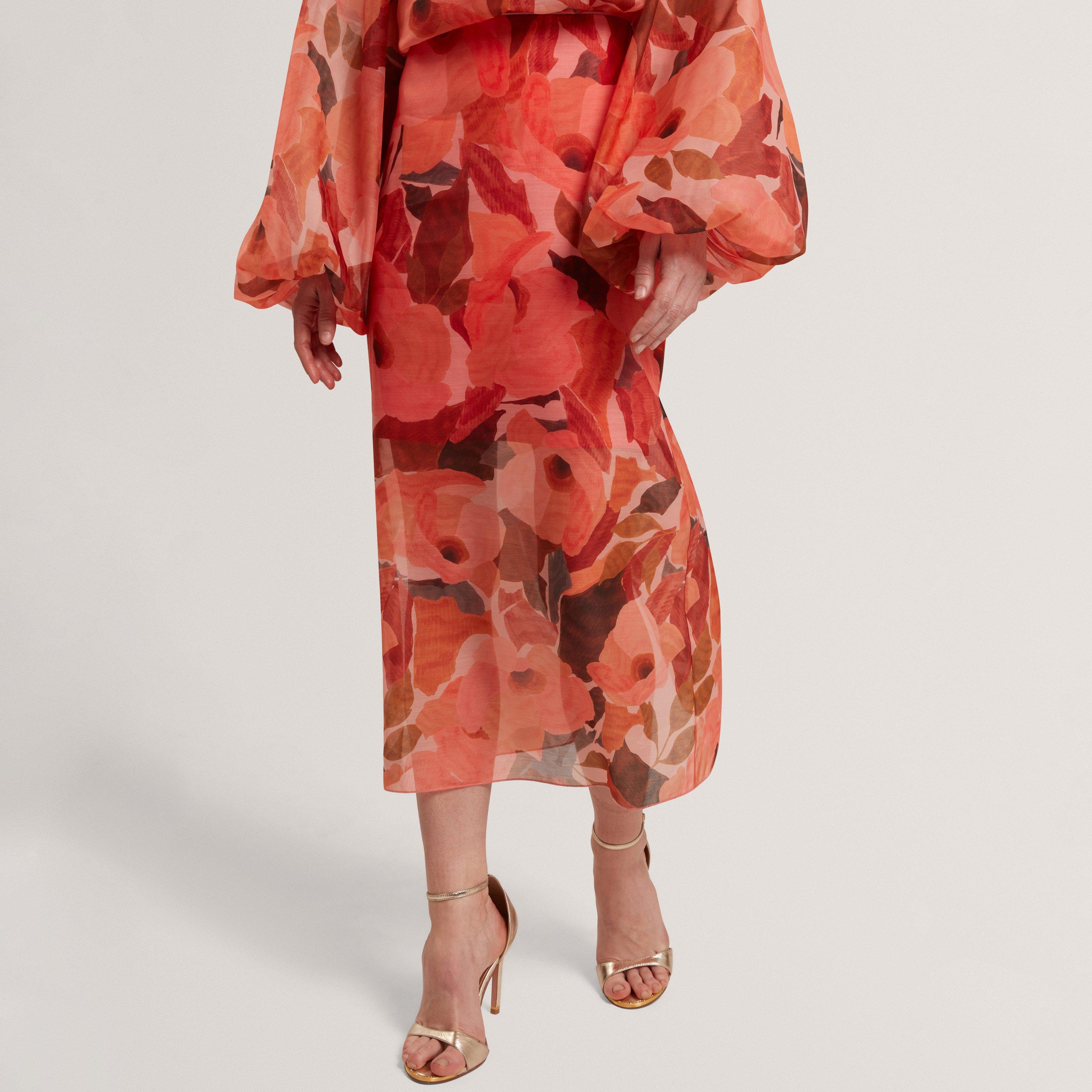 CORAL - Ted Baker - Women's Print Midi Skirt - 2