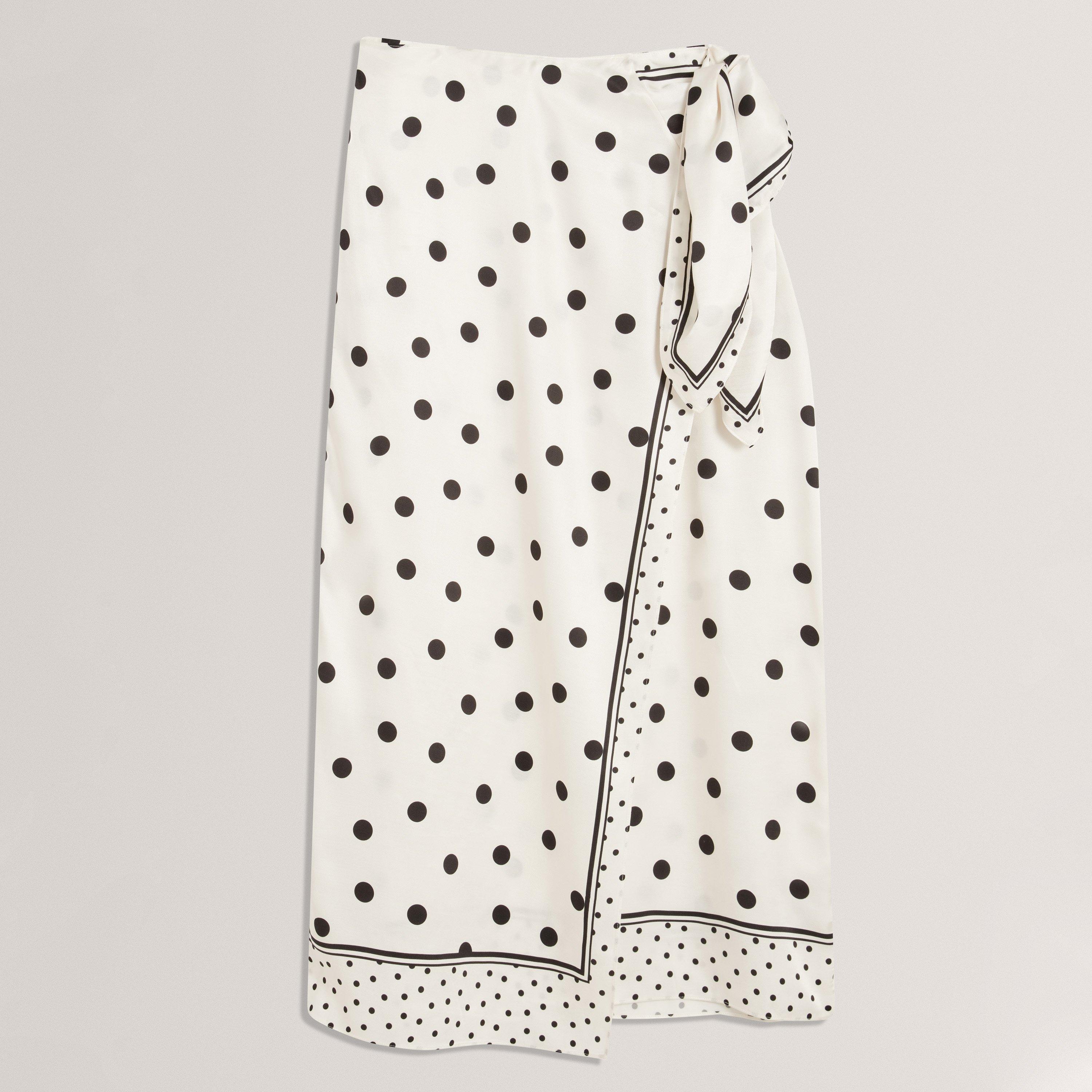 Ted Baker Women's Polka Dot Knot Detail Midi Skirt - Ivory - 14 (L)