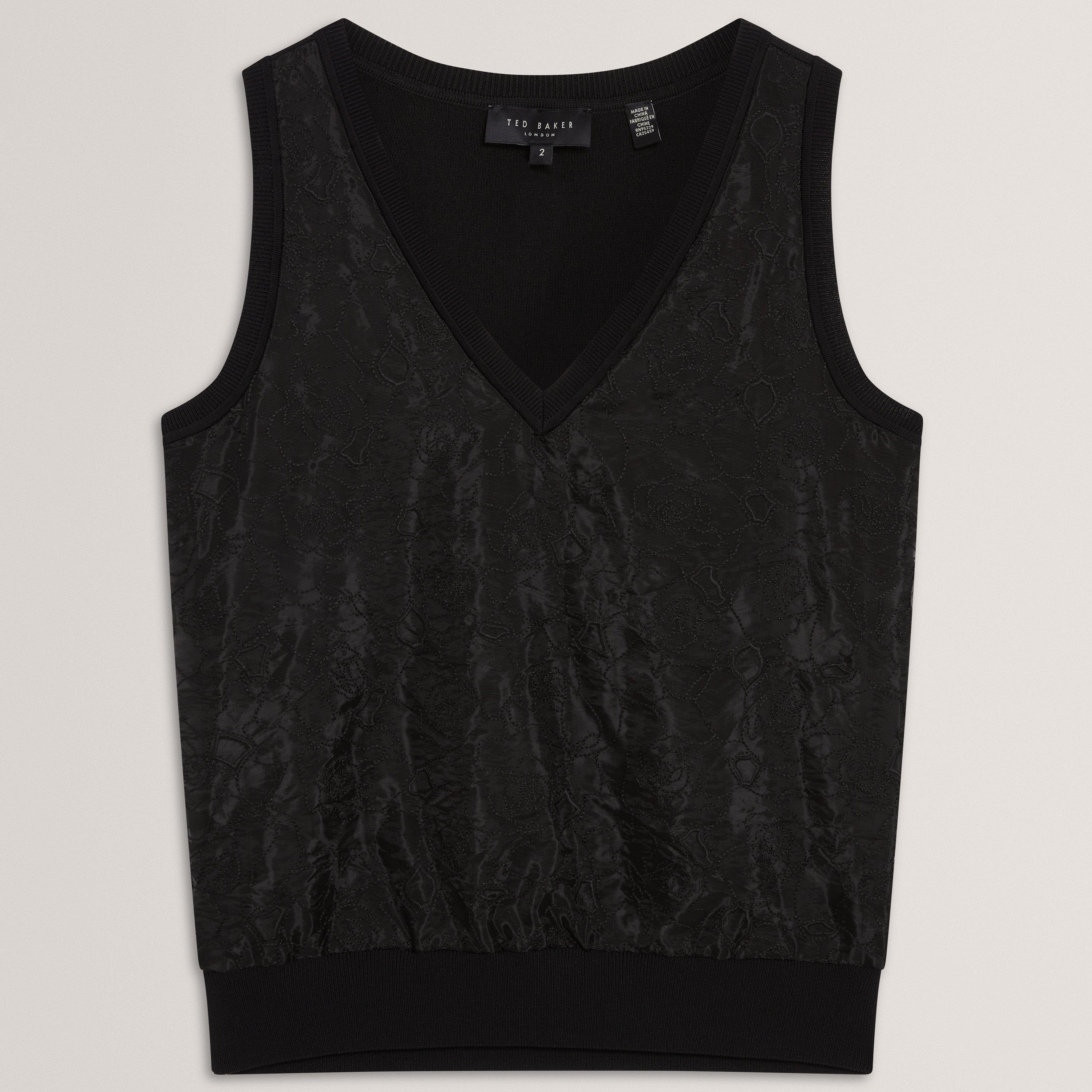 BLACK - Ted Baker - Women's Lace Front Tank Knitted Top - 1