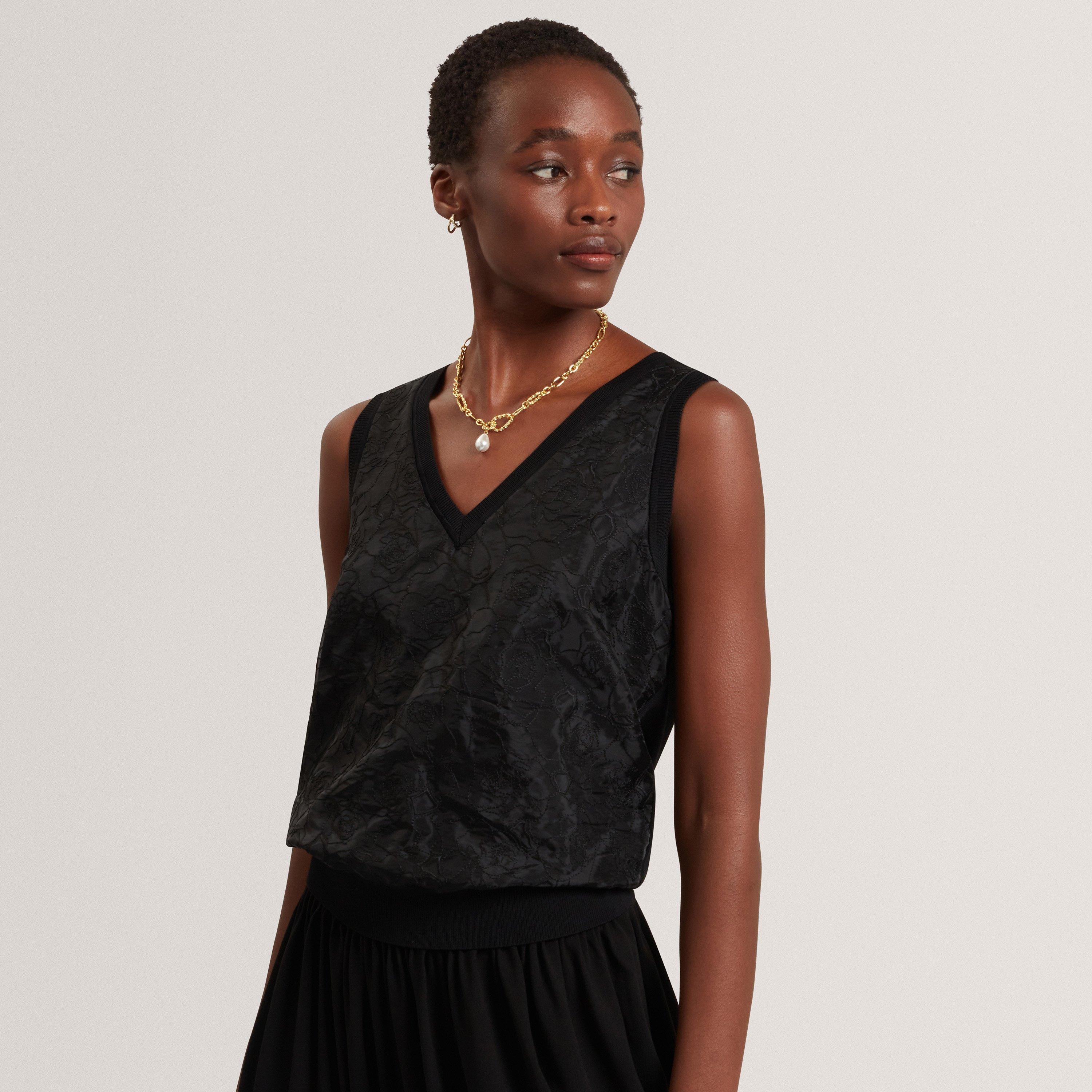 BLACK - Ted Baker - Women's Lace Front Tank Knitted Top - 2