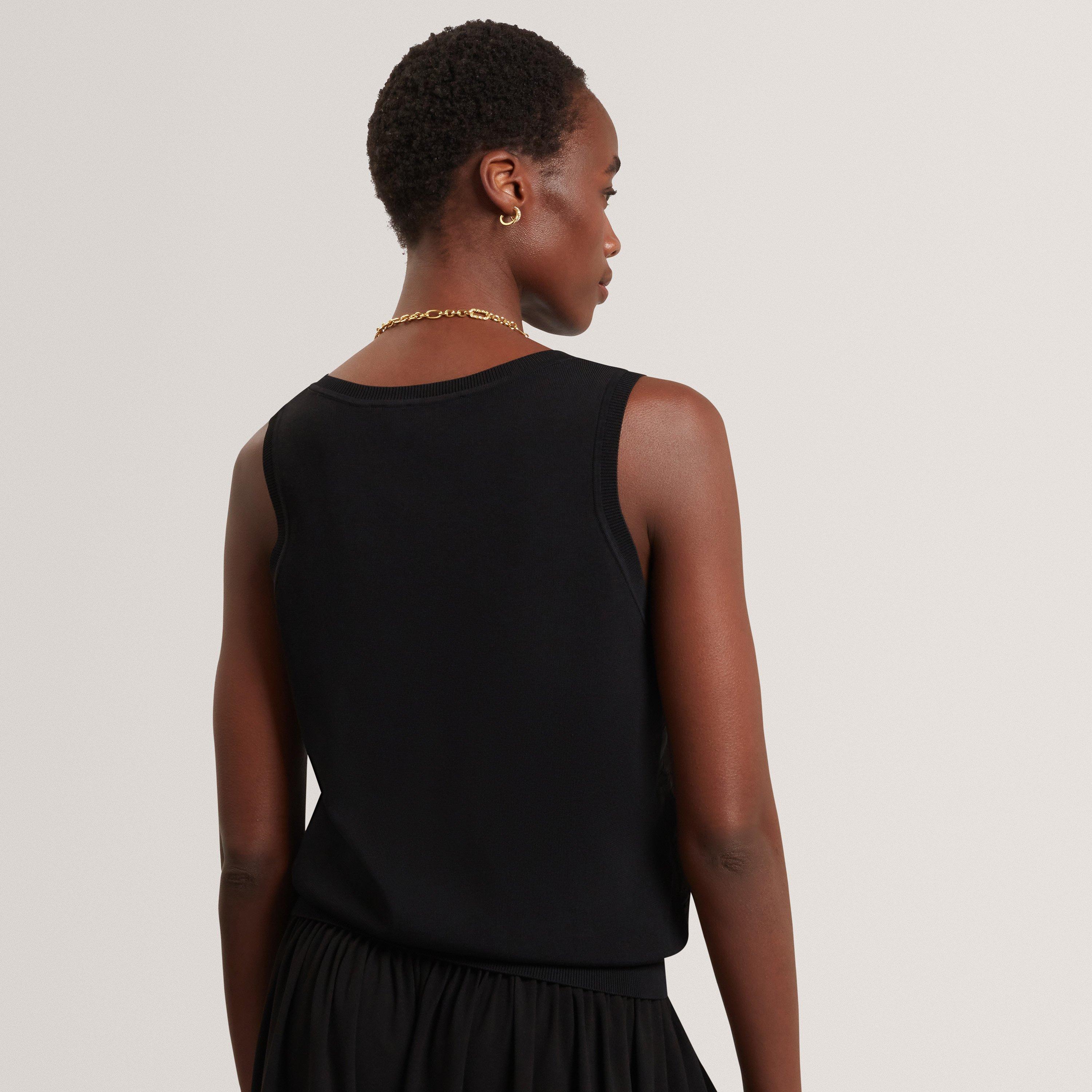 BLACK - Ted Baker - Women's Lace Front Tank Knitted Top - 3