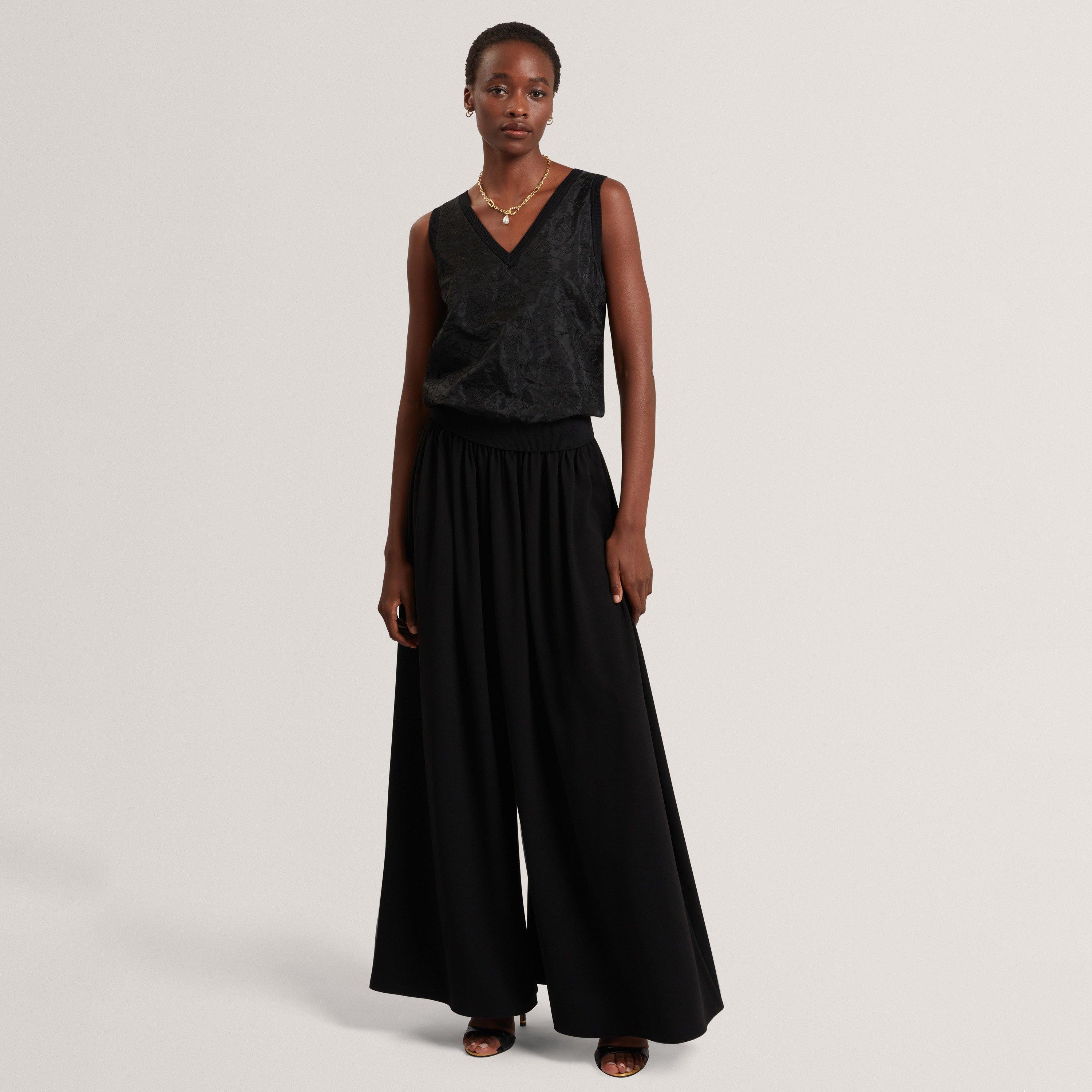 BLACK - Ted Baker - Women's Lace Front Tank Knitted Top - 5