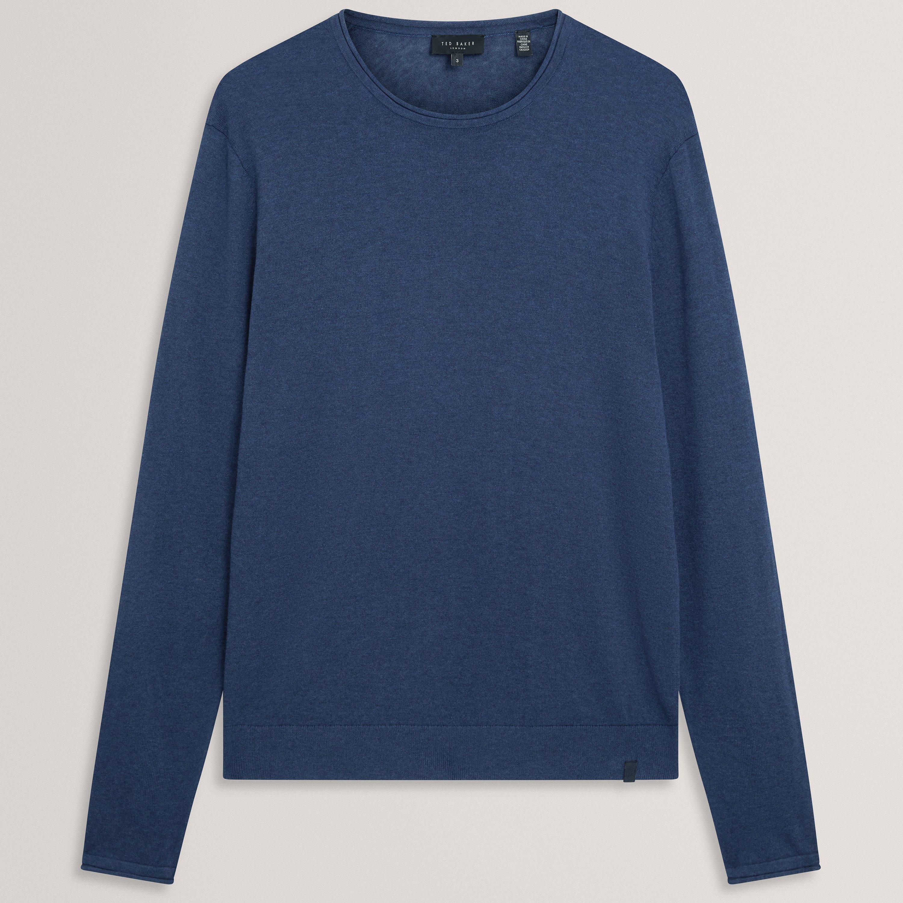 MID-NAVY - Ted Baker - Men's Linen Blend Crew Neck Jumper - 1