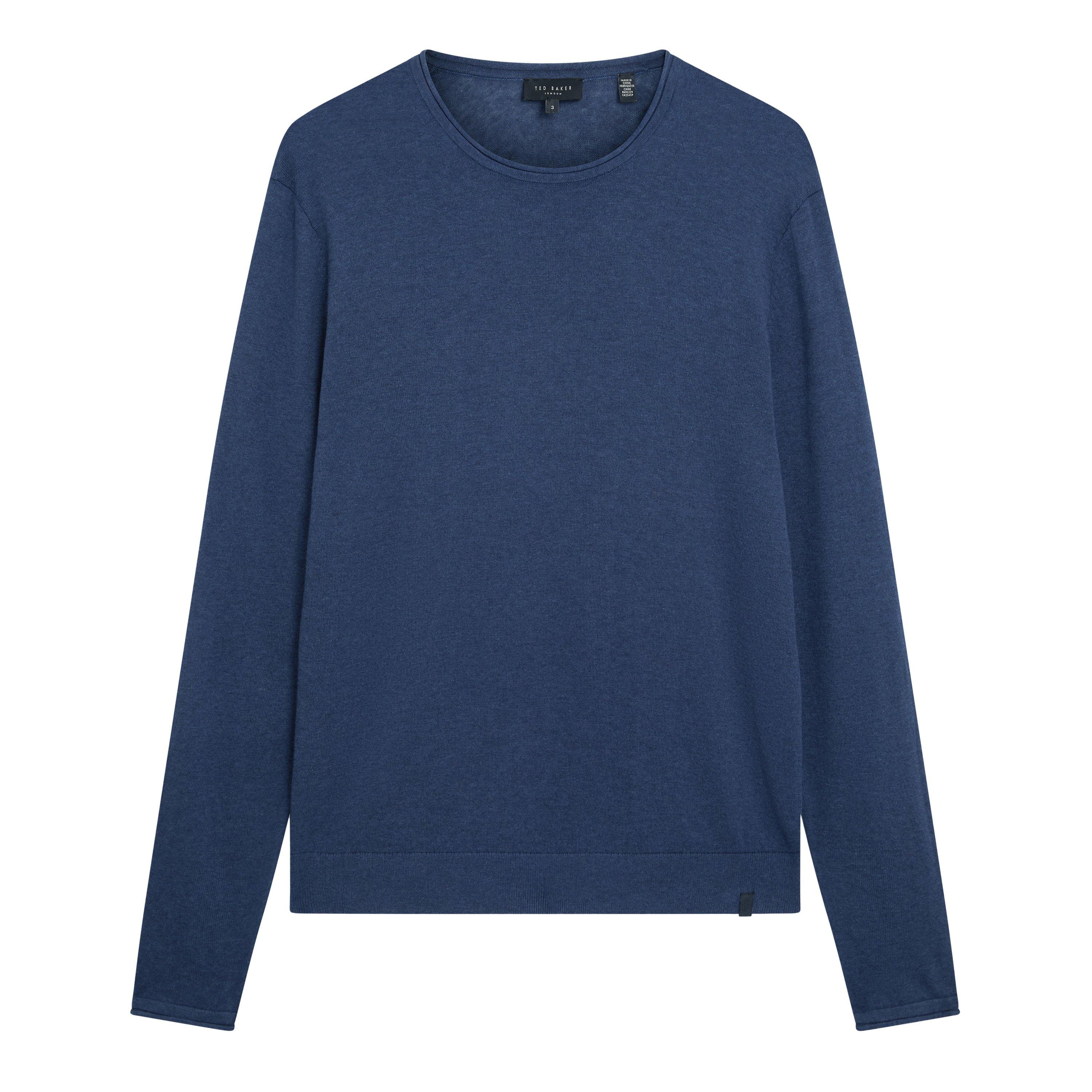 MID-NAVY - Ted Baker - Mens Linen Blend Crew Neck Jumper - 1