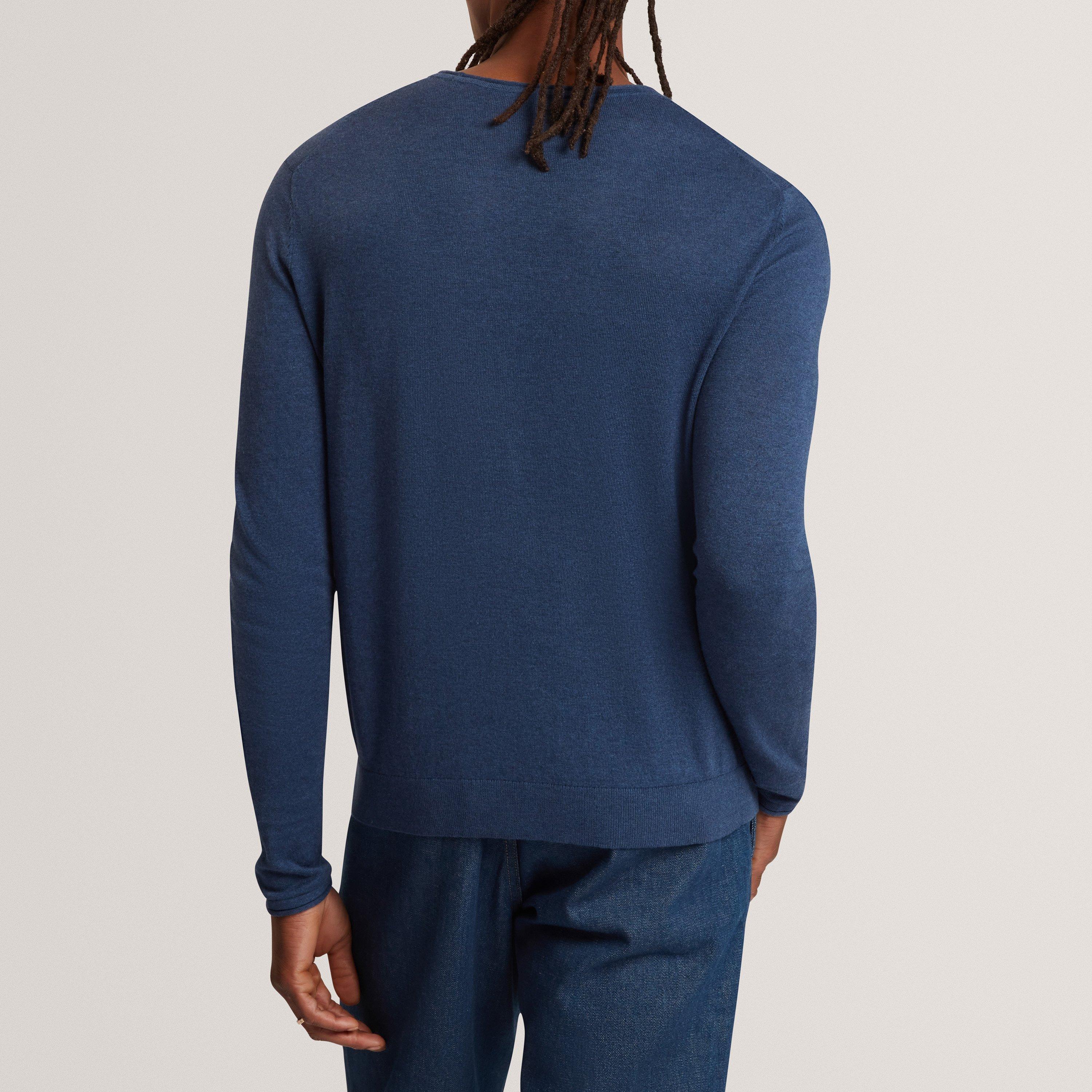 MID-NAVY - Ted Baker - Men's Linen Blend Crew Neck Jumper - 3