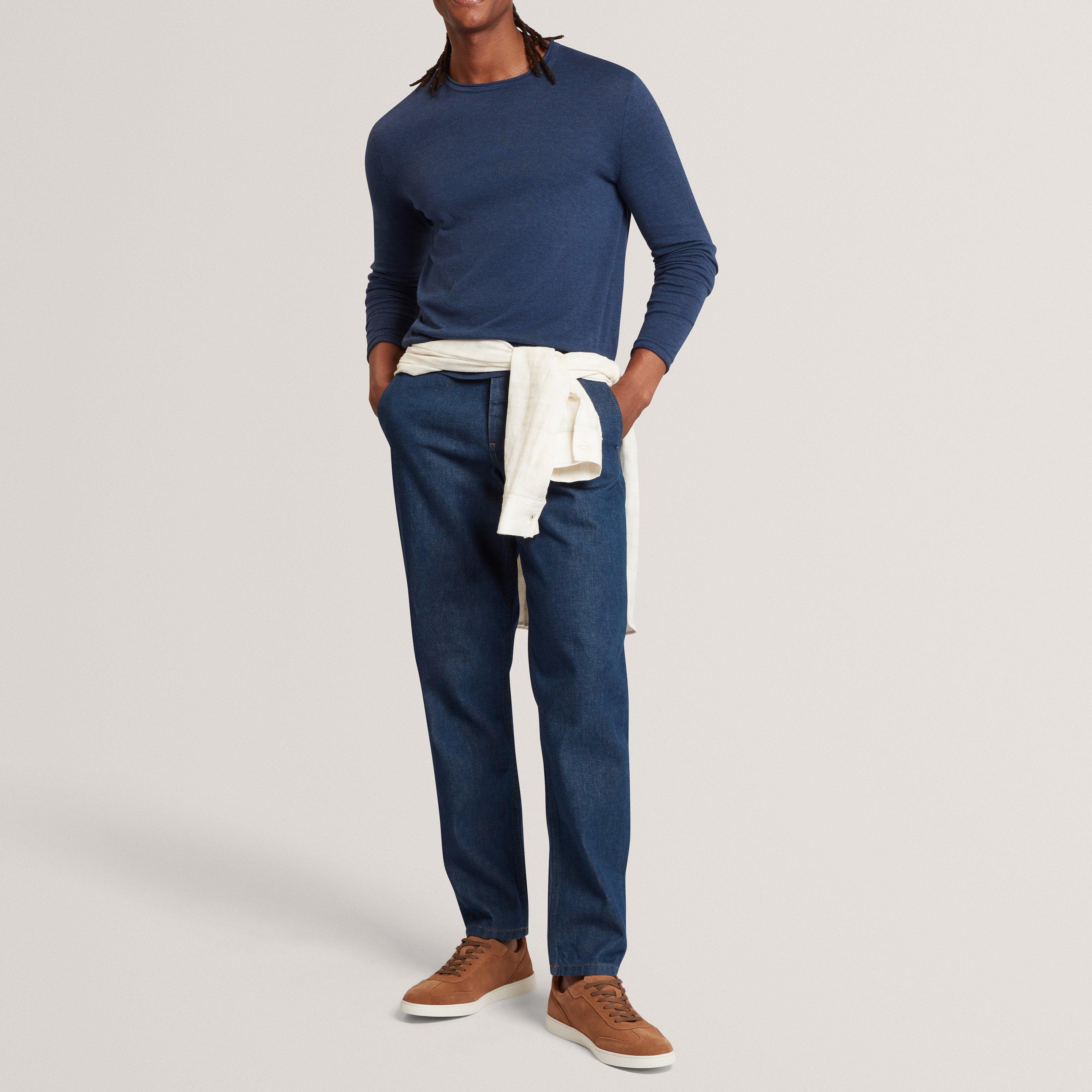 MID-NAVY - Ted Baker - Men's Linen Blend Crew Neck Jumper - 5