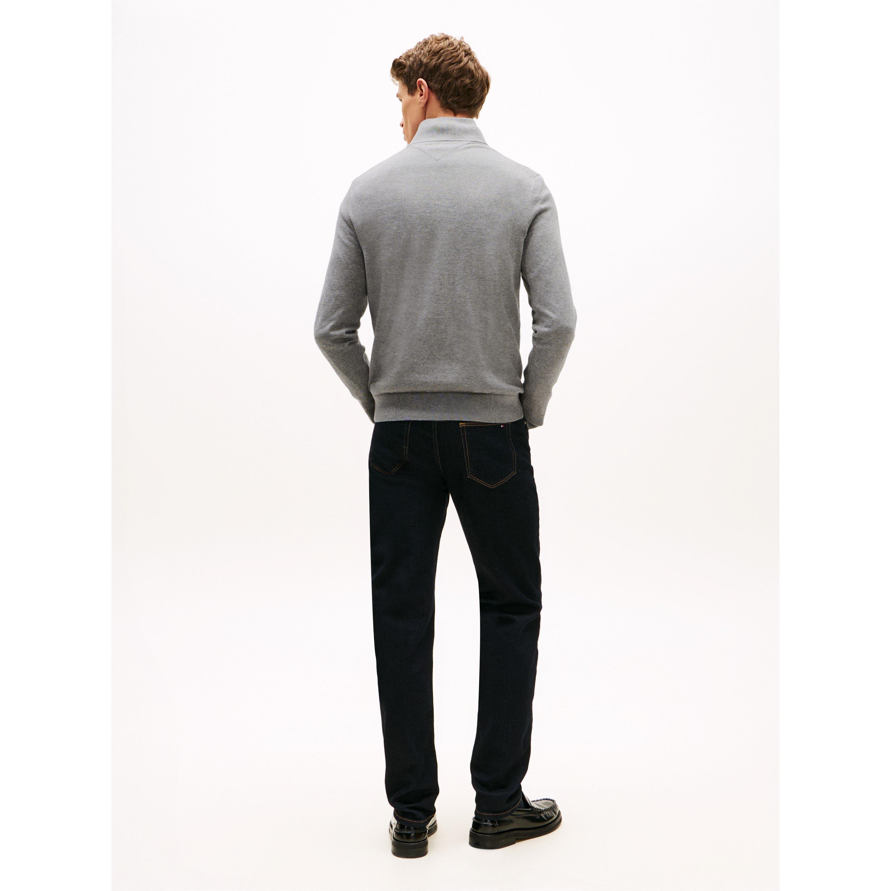 Grey - Tommy Hilfiger - Tommy Hilfiger Essential Cotton Zip Mock - 5