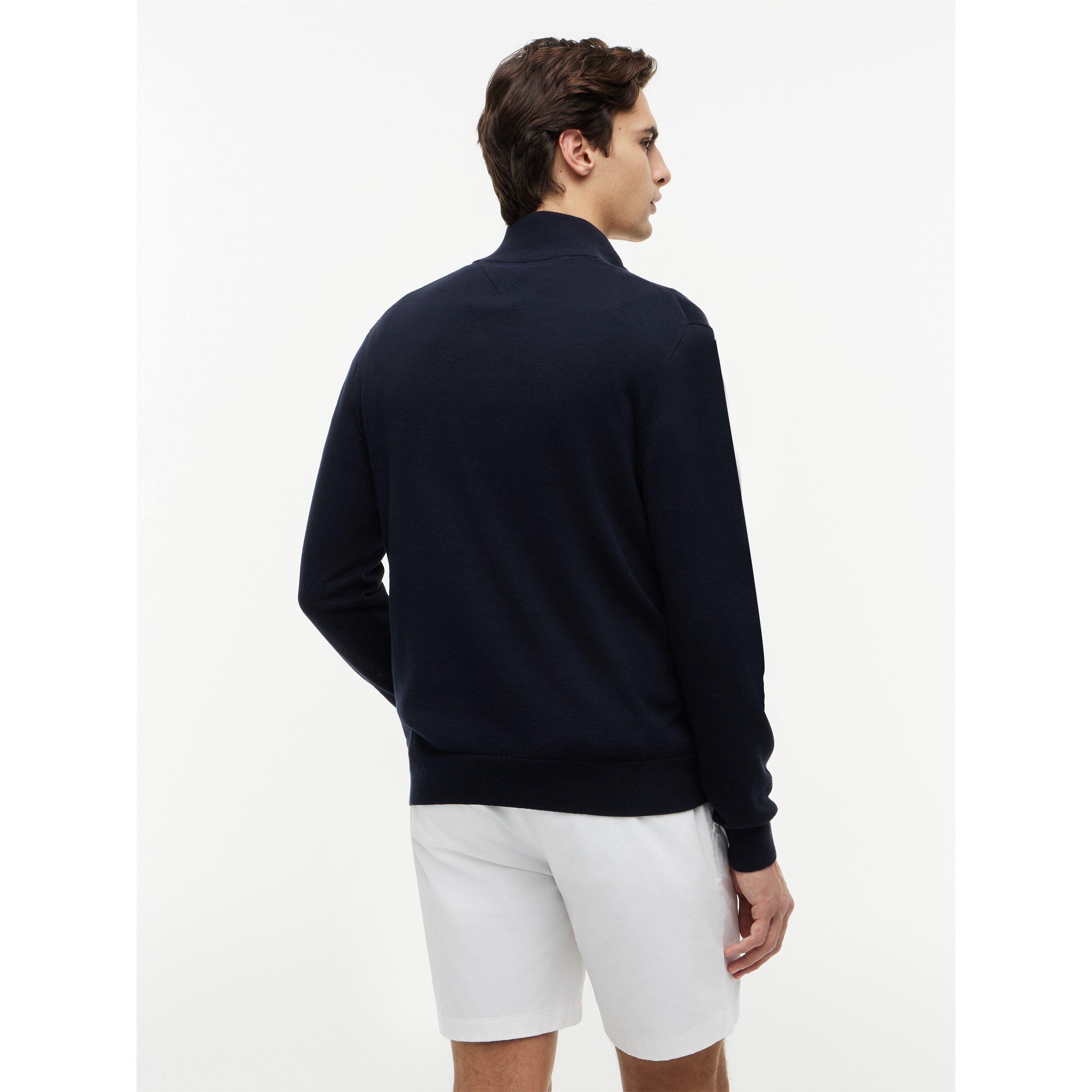 Navy - Tommy Hilfiger - Tommy Hilfiger Essential Cotton Zip Mock - 4