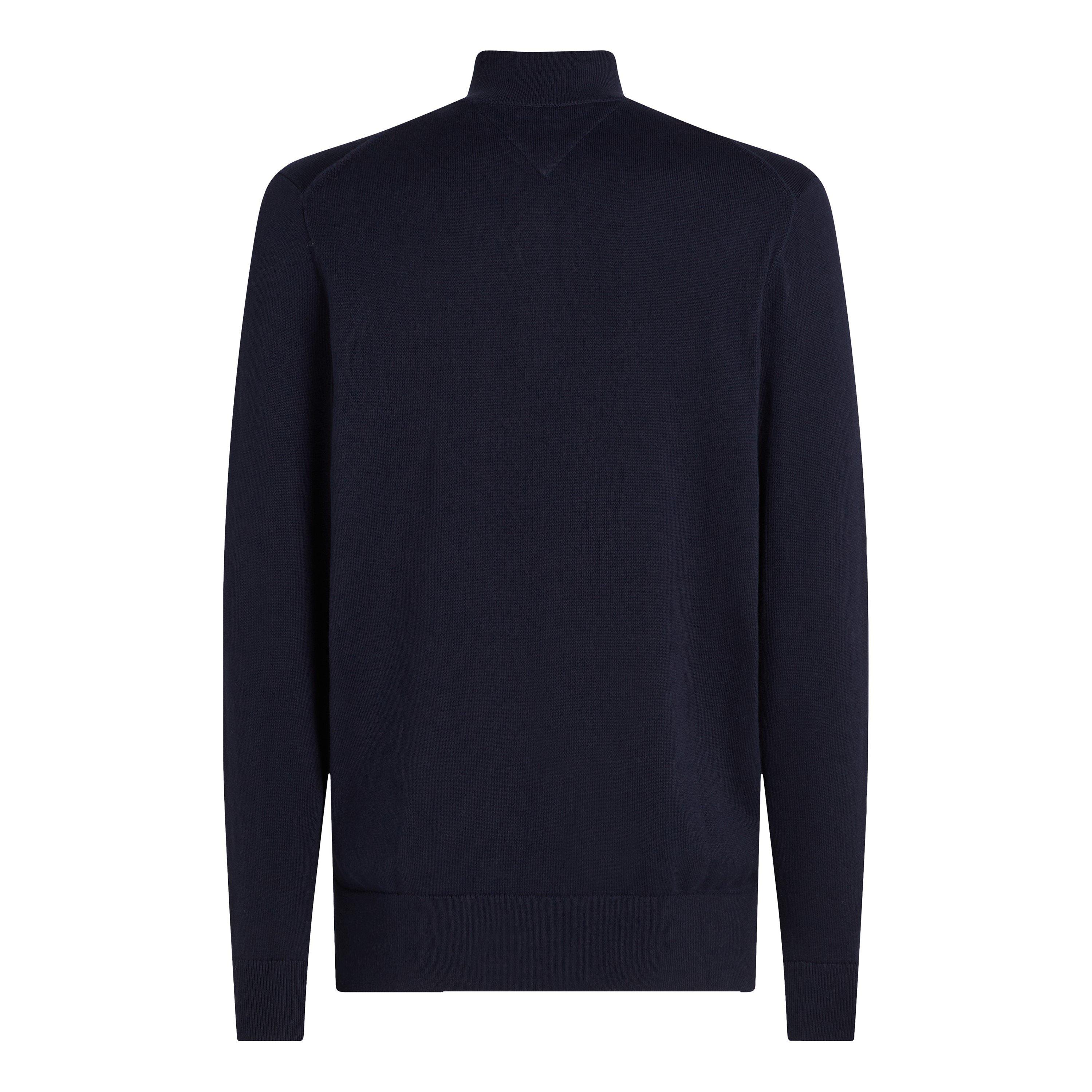 Navy - Tommy Hilfiger - Tommy Hilfiger Essential Cotton Zip Mock - 5