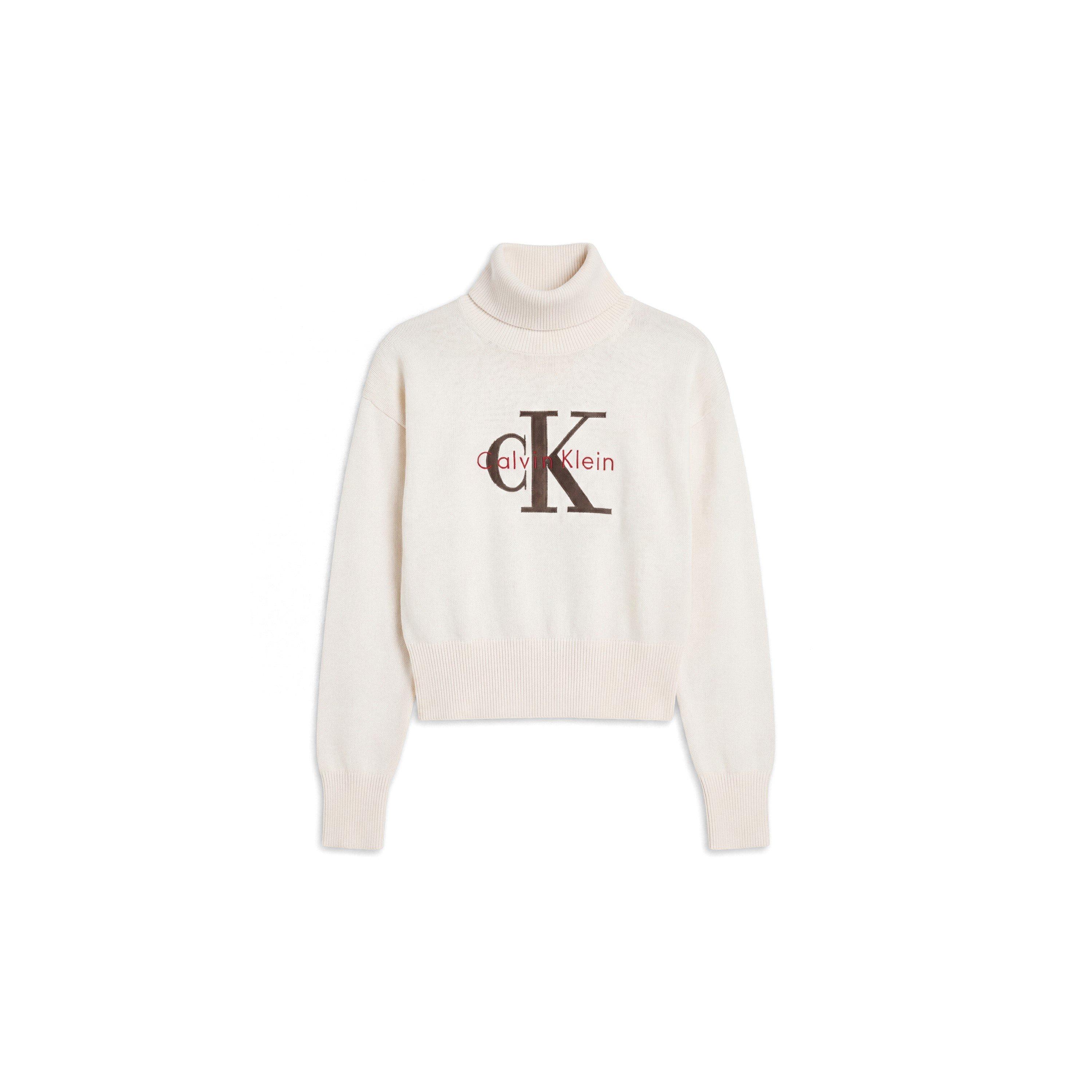 Women's Logo Fine Knit Cropped Turtle-Neck Jumper