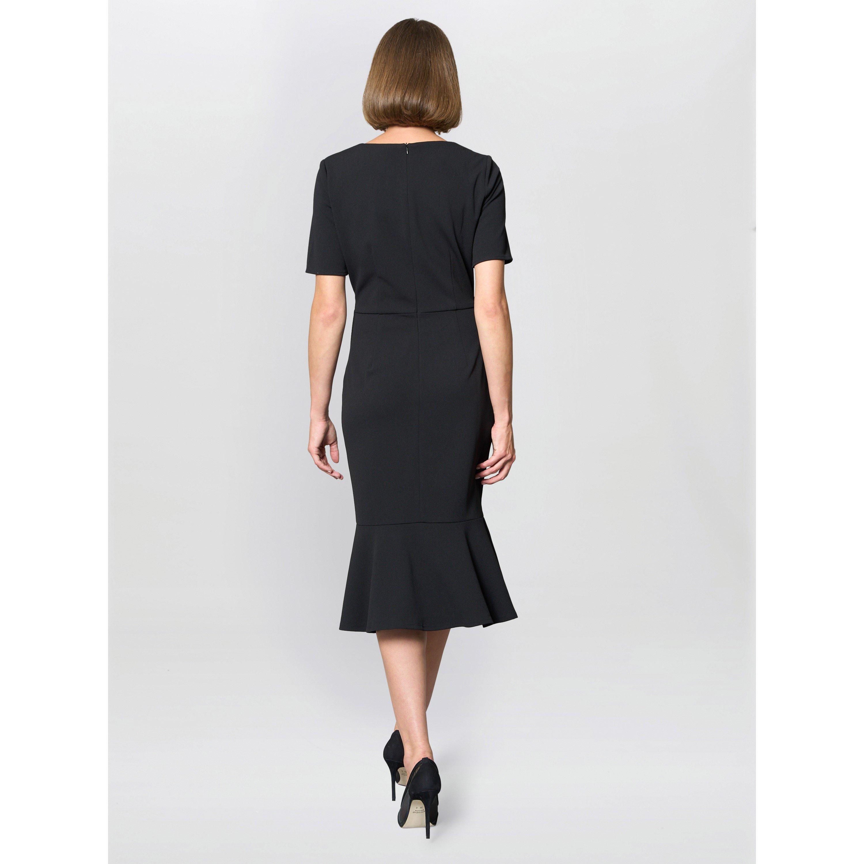 Black - Gina Bacconi - Kiara V Neck Twist Midi Dress - 3