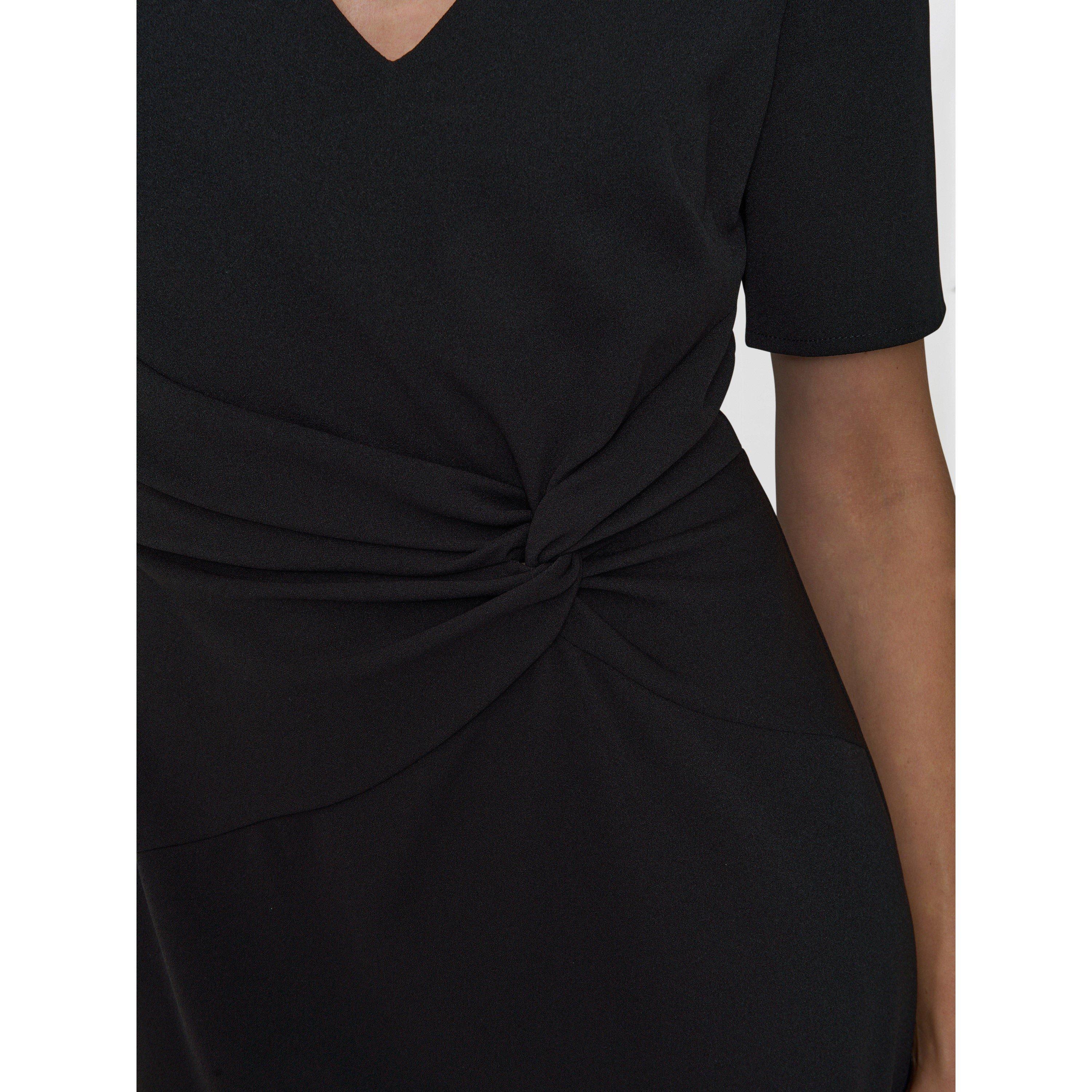 Black - Gina Bacconi - Kiara V Neck Twist Midi Dress - 5