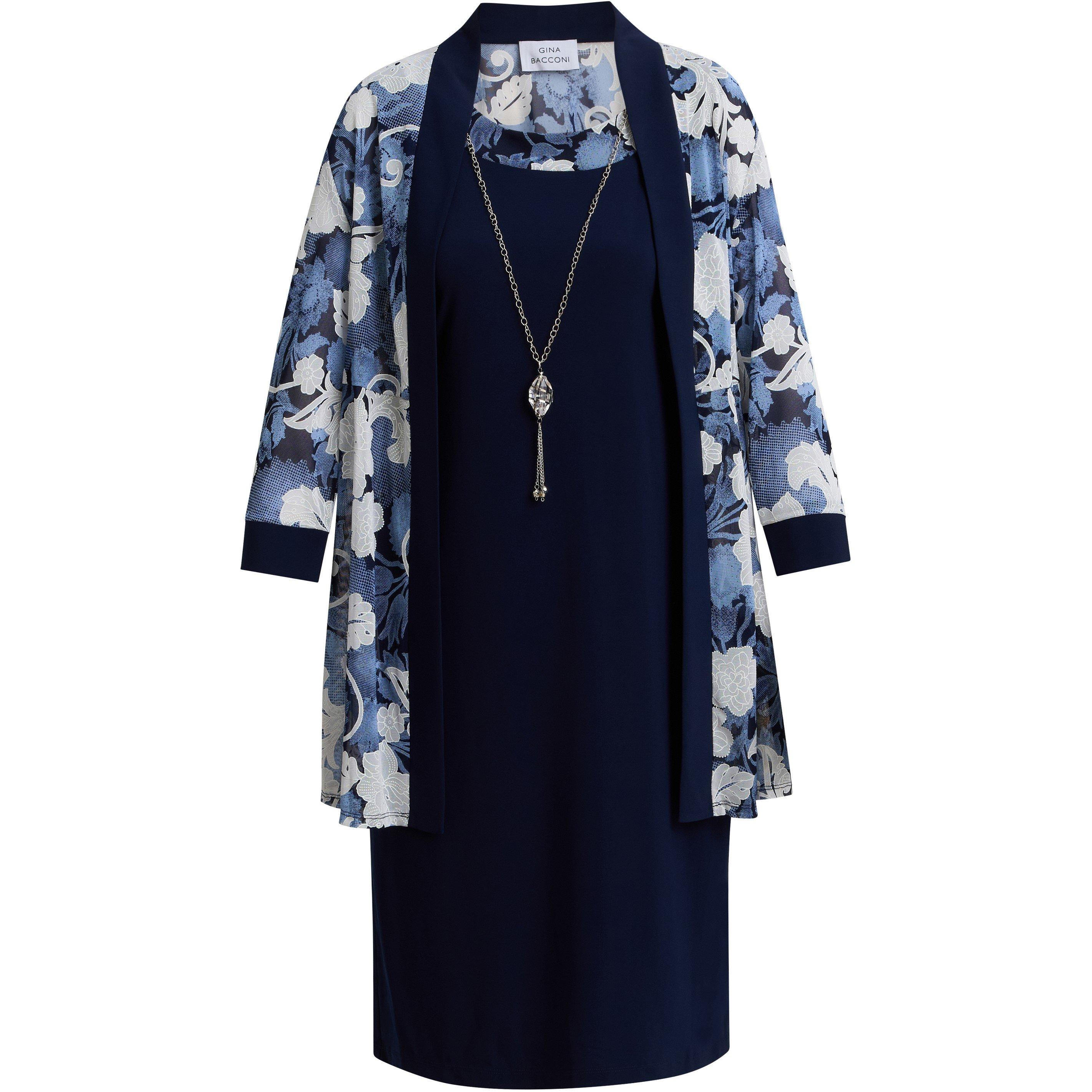 Navy - Gina Bacconi - Lidiya Printed Dress And Jacket - 1