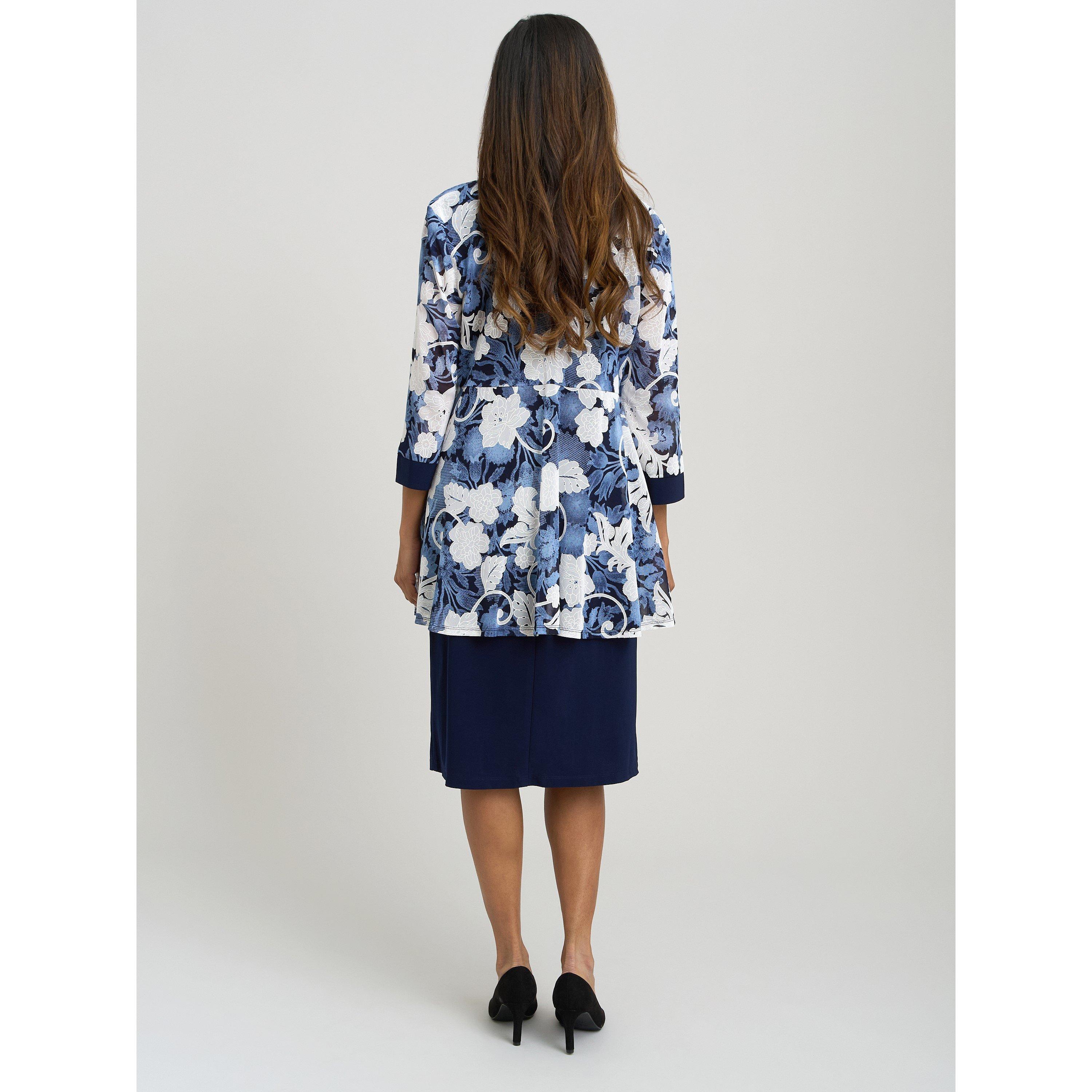 Navy - Gina Bacconi - Lidiya Printed Dress And Jacket - 3