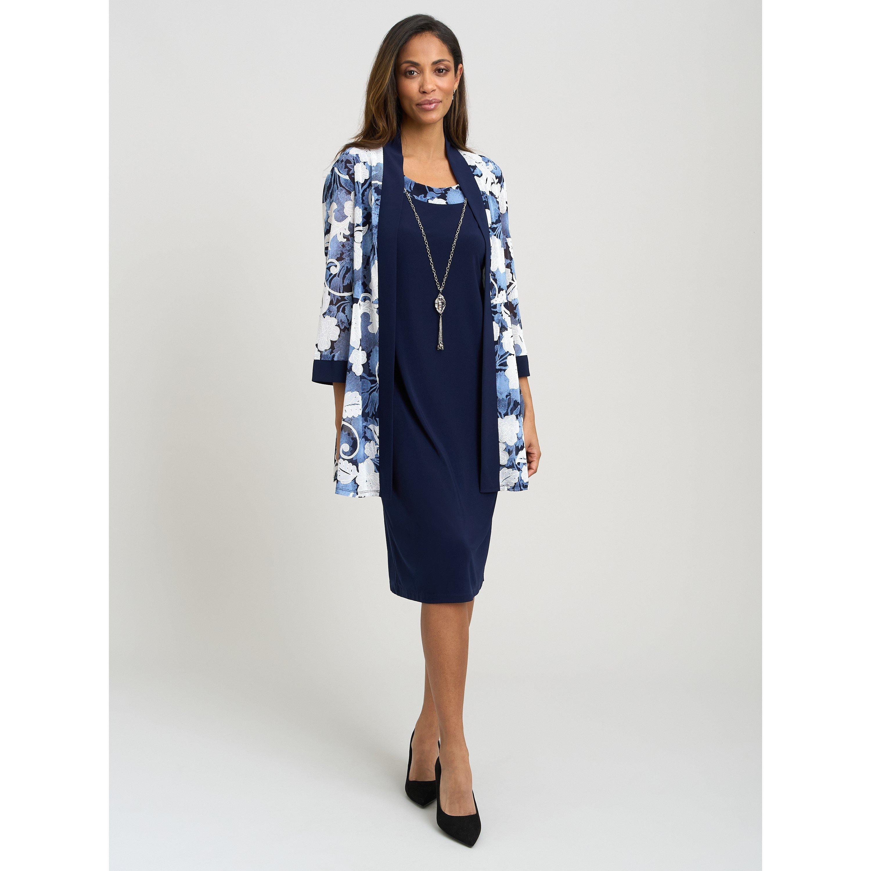 Navy - Gina Bacconi - Lidiya Printed Dress And Jacket - 6