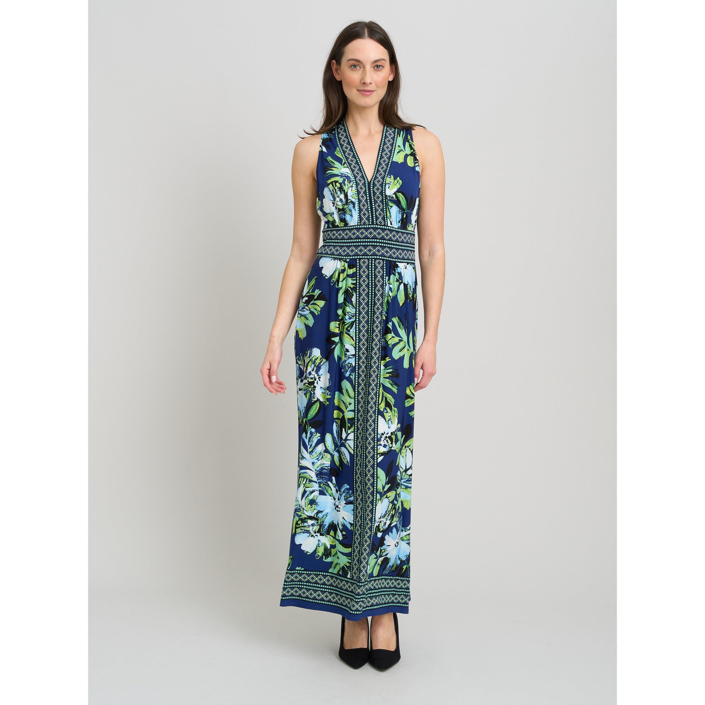 Navy / Multi - Gina Bacconi - Marisa V Neck Sleeveless Maxi Dress - 2