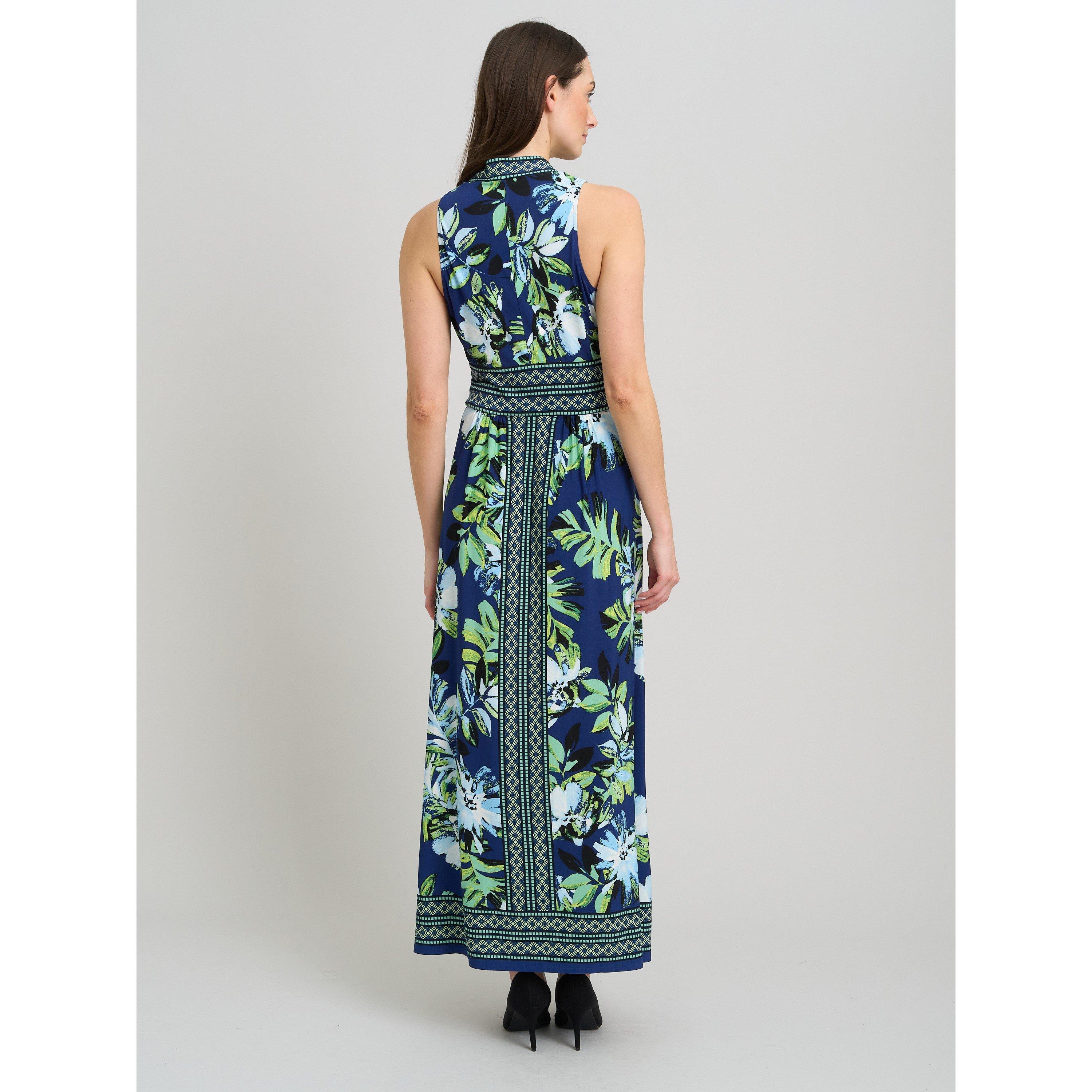 Navy / Multi - Gina Bacconi - Marisa V Neck Sleeveless Maxi Dress - 3