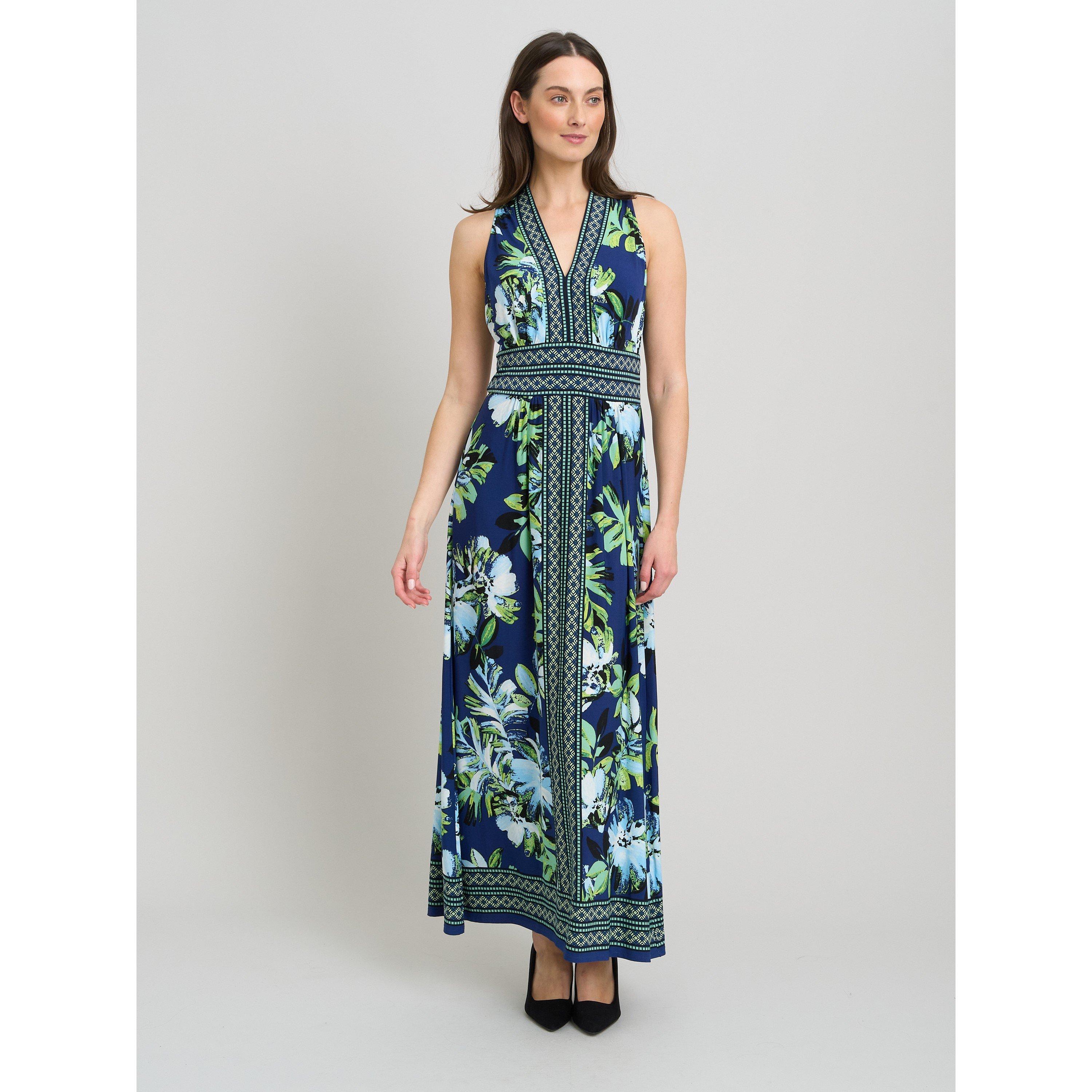 Navy / Multi - Gina Bacconi - Marisa V Neck Sleeveless Maxi Dress - 4