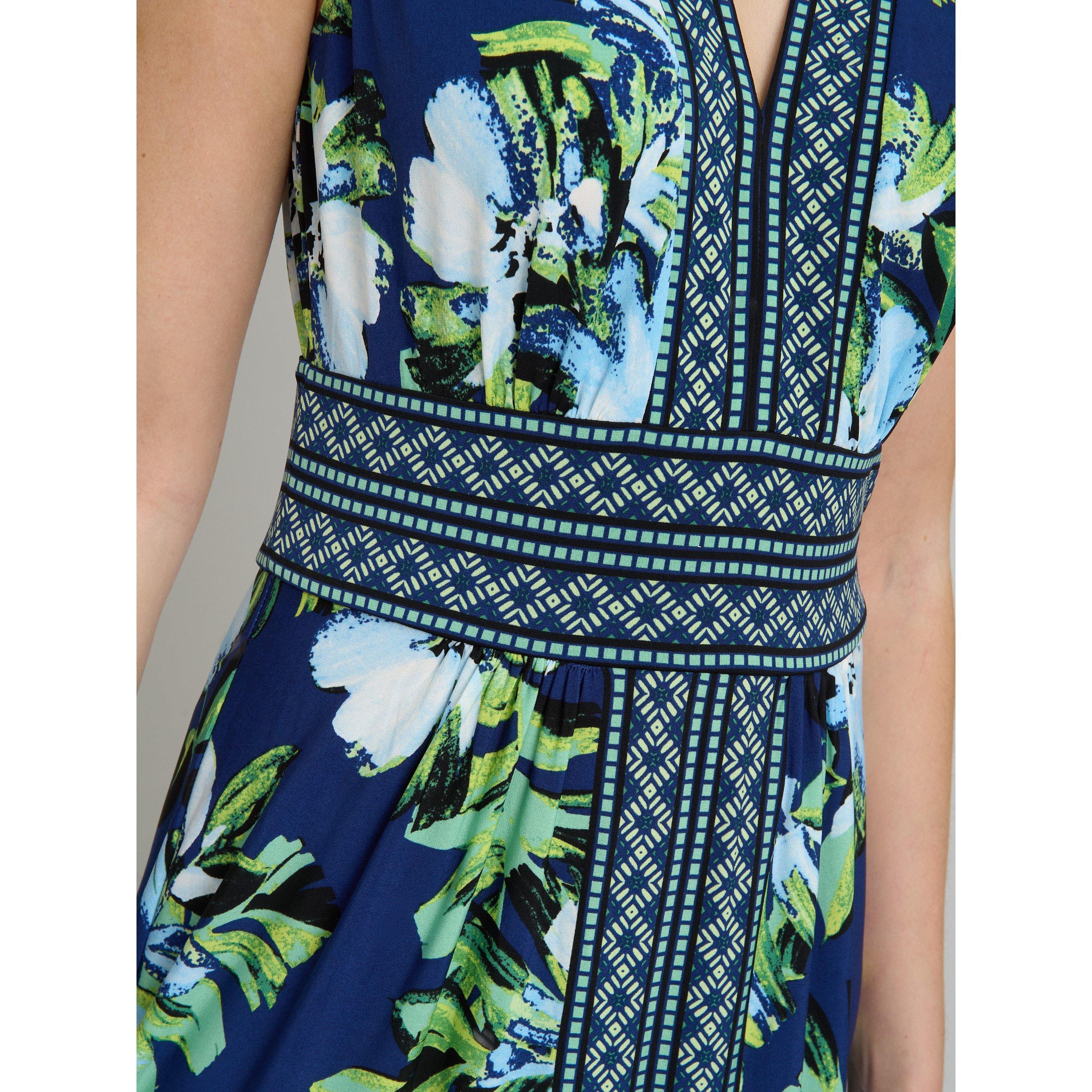 Navy / Multi - Gina Bacconi - Marisa V Neck Sleeveless Maxi Dress - 5