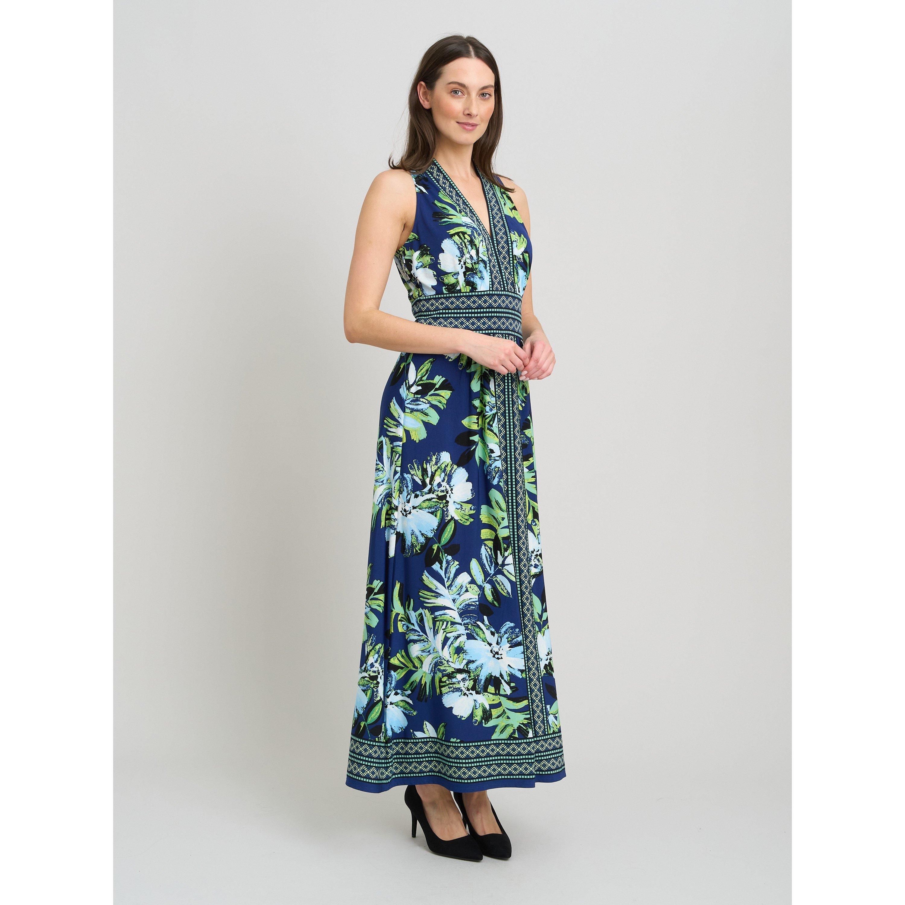 Navy / Multi - Gina Bacconi - Marisa V Neck Sleeveless Maxi Dress - 6