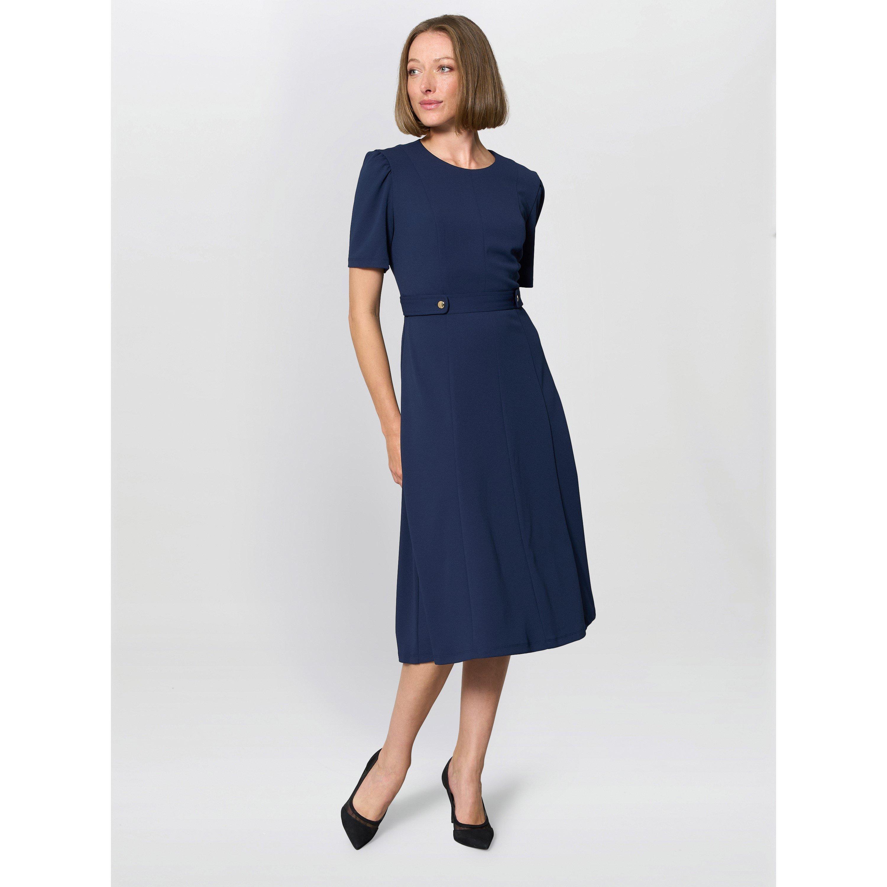 Navy - Gina Bacconi - Mel Printed Sleeveless Midi Dress - 1