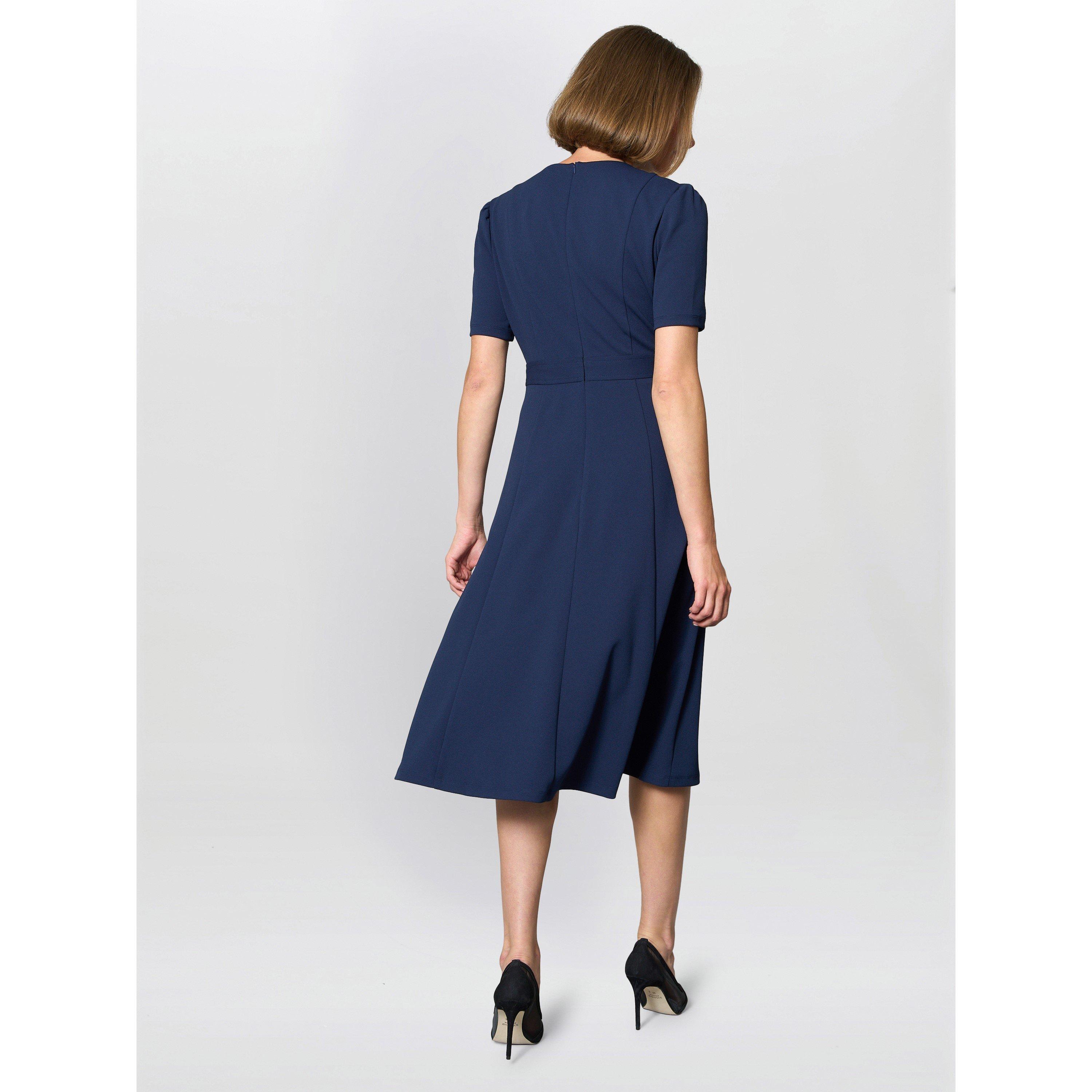 Navy - Gina Bacconi - Mel Printed Sleeveless Midi Dress - 3