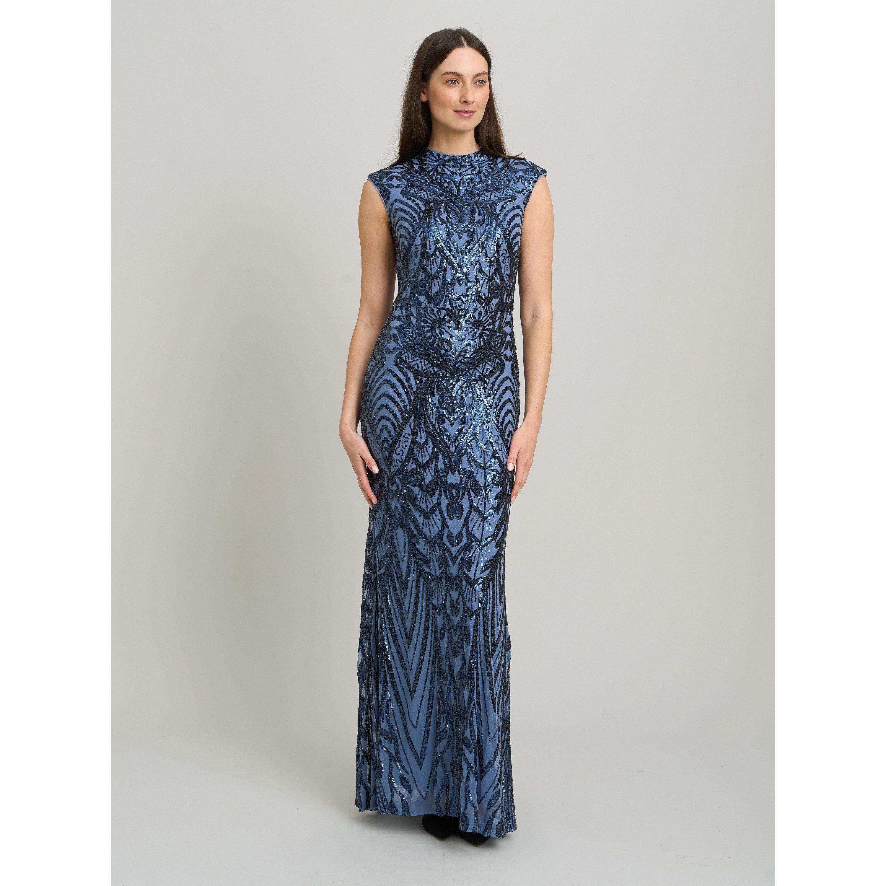 Blue - Gina Bacconi - Felice Sequin Embellished Maxi Dress - 1