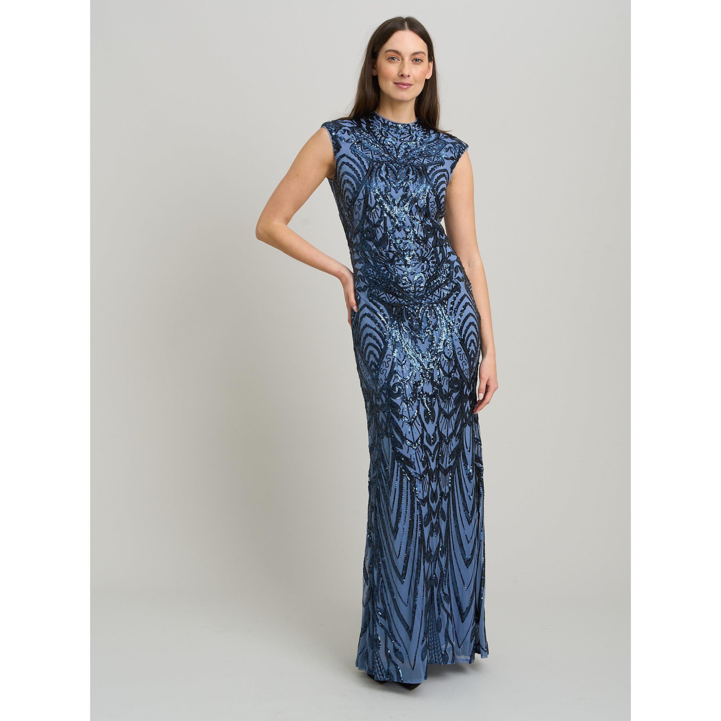Blue - Gina Bacconi - Felice Sequin Embellished Maxi Dress - 4