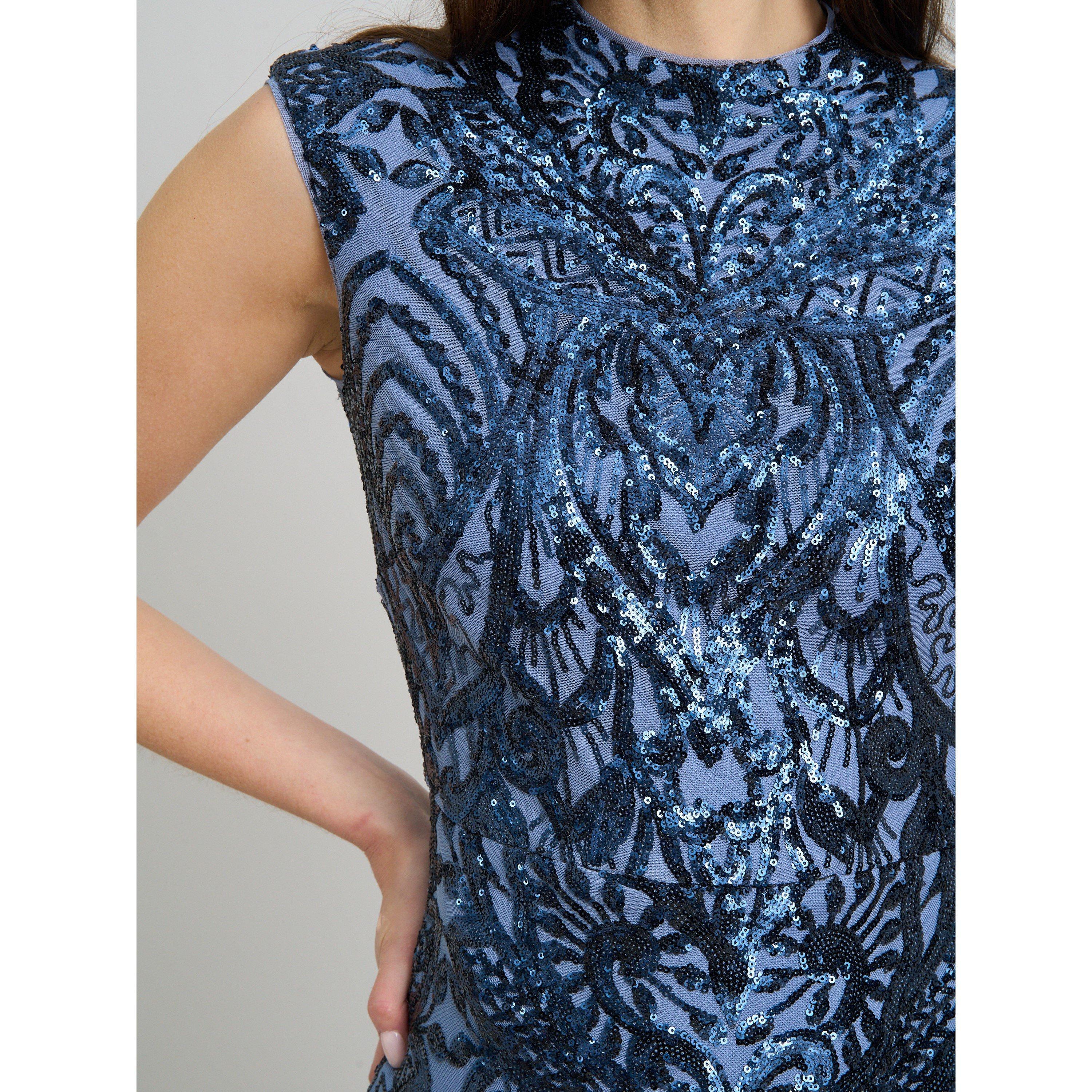 Blue - Gina Bacconi - Felice Sequin Embellished Maxi Dress - 5