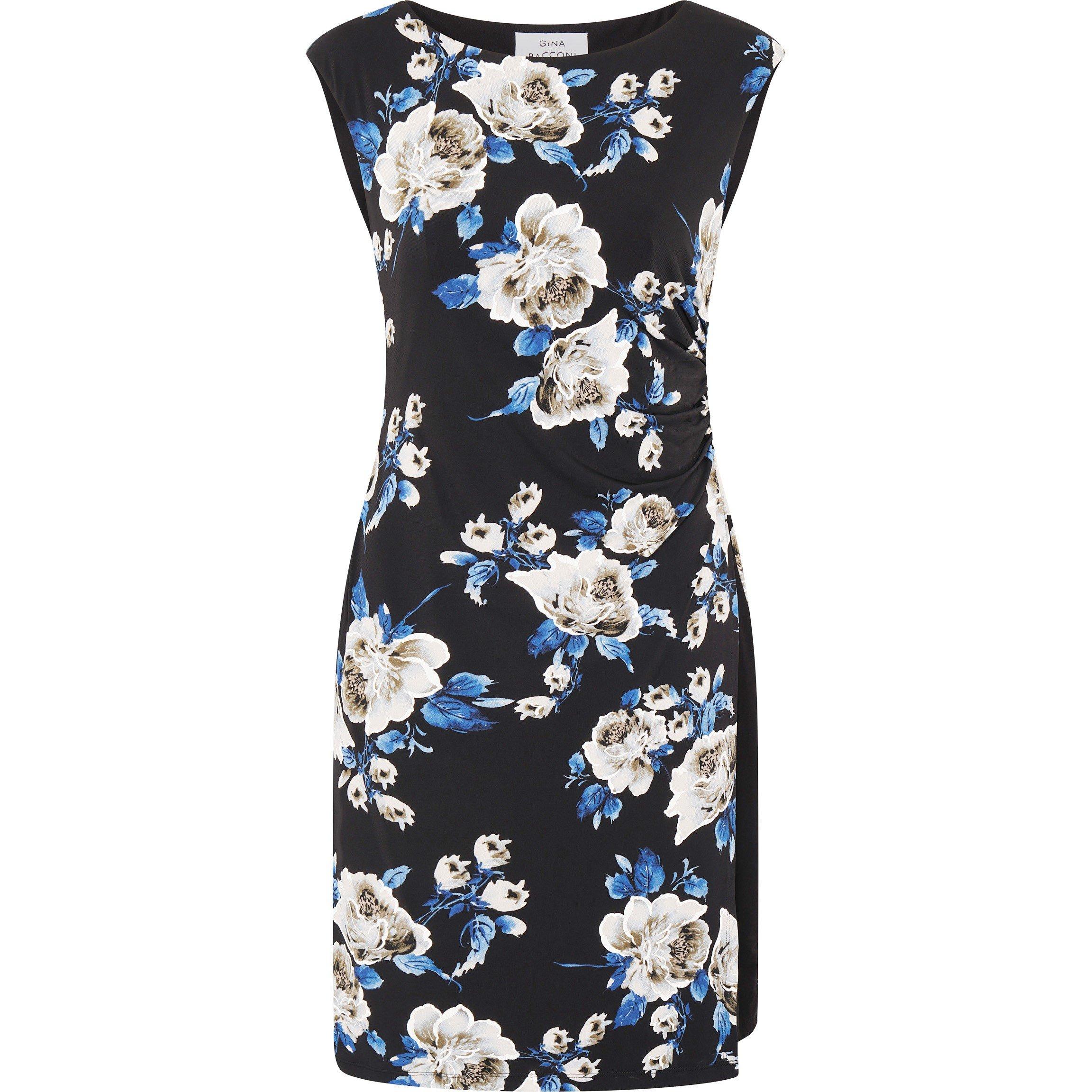 Gina Bacconi Women's Cybil Floral Print Sleeveless Dress - Black /  - 16