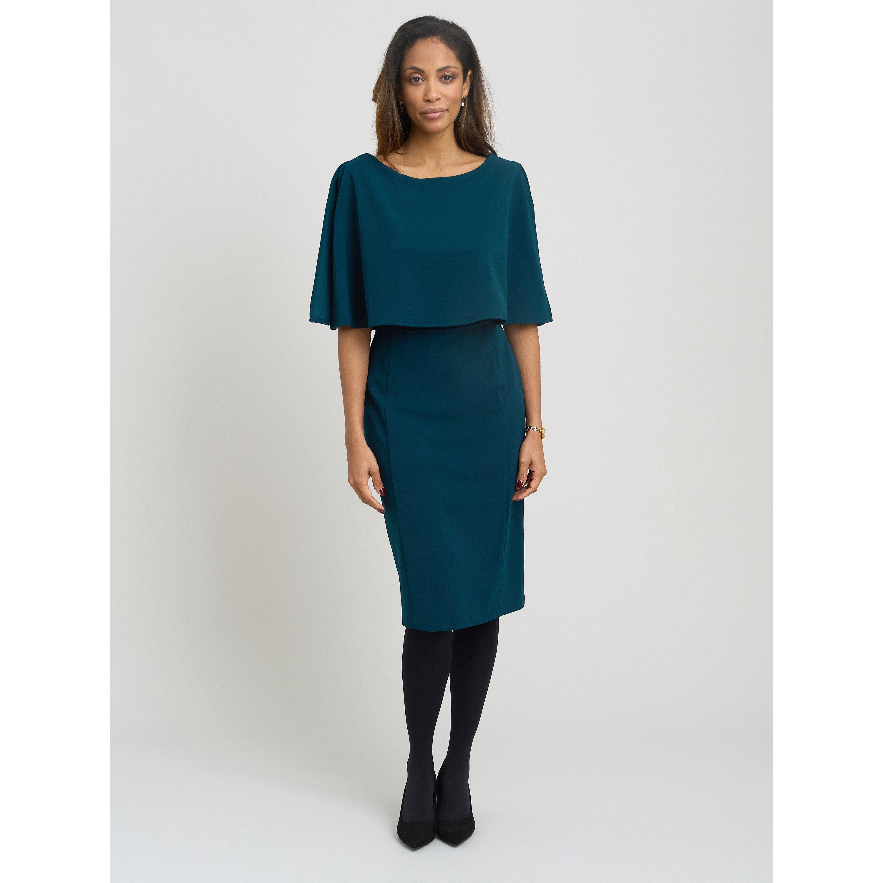 Dark Green - Gina Bacconi - Gillian Chiffon Cape Dress - 2