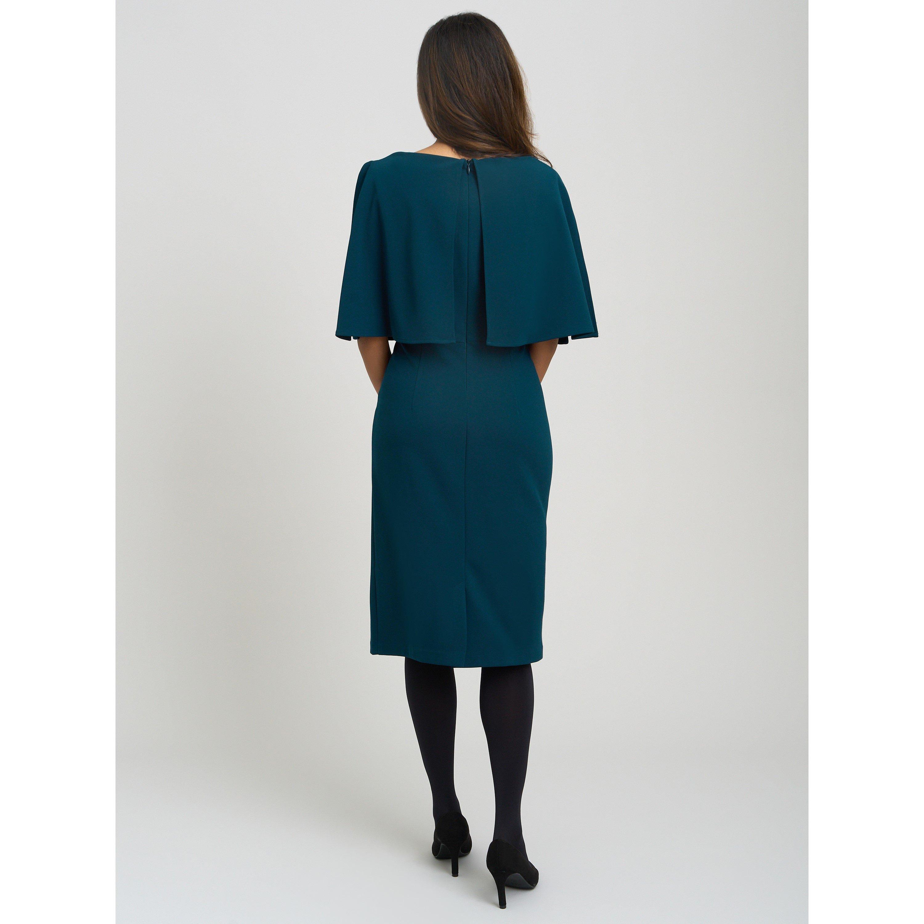 Dark Green - Gina Bacconi - Gillian Chiffon Cape Dress - 3