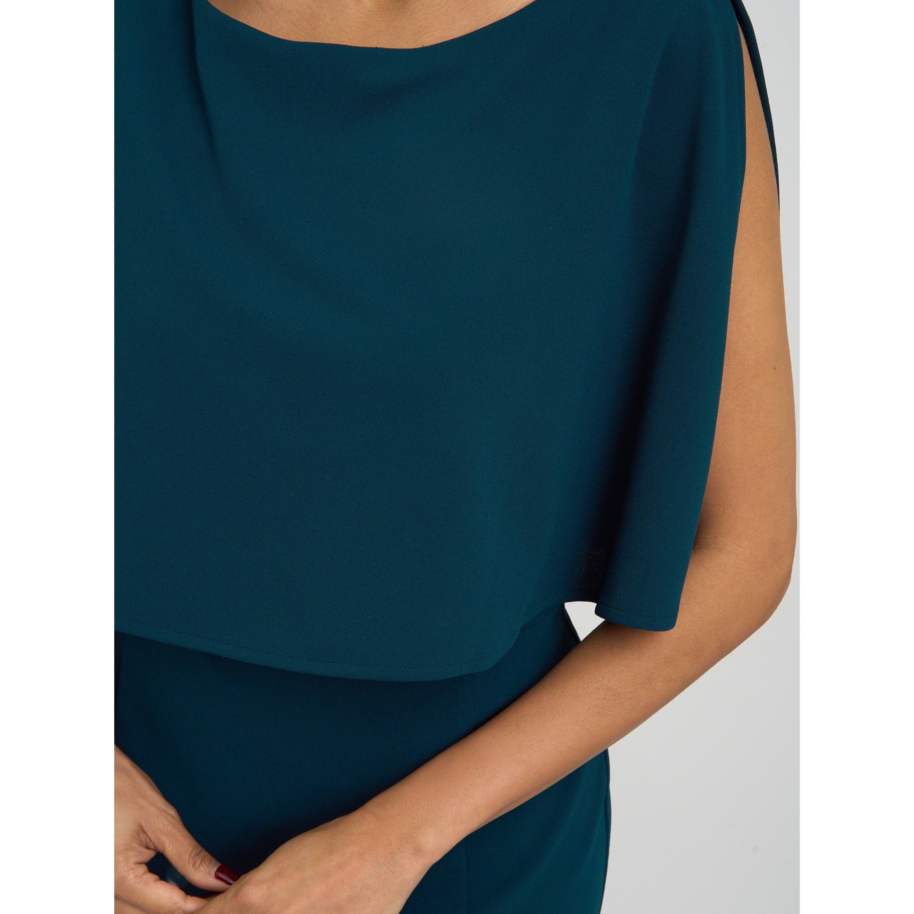 Dark Green - Gina Bacconi - Gillian Chiffon Cape Dress - 5