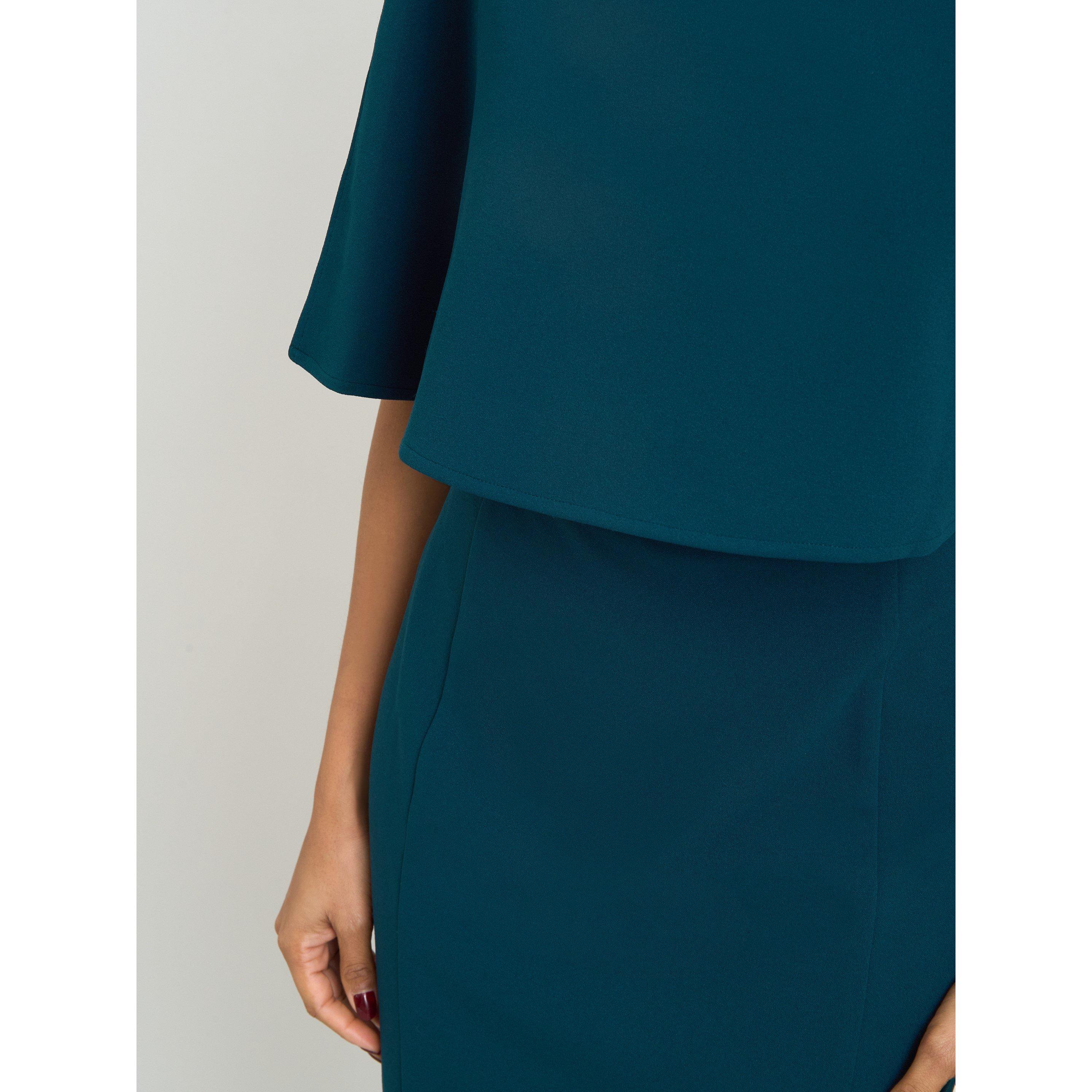 Dark Green - Gina Bacconi - Gillian Chiffon Cape Dress - 6
