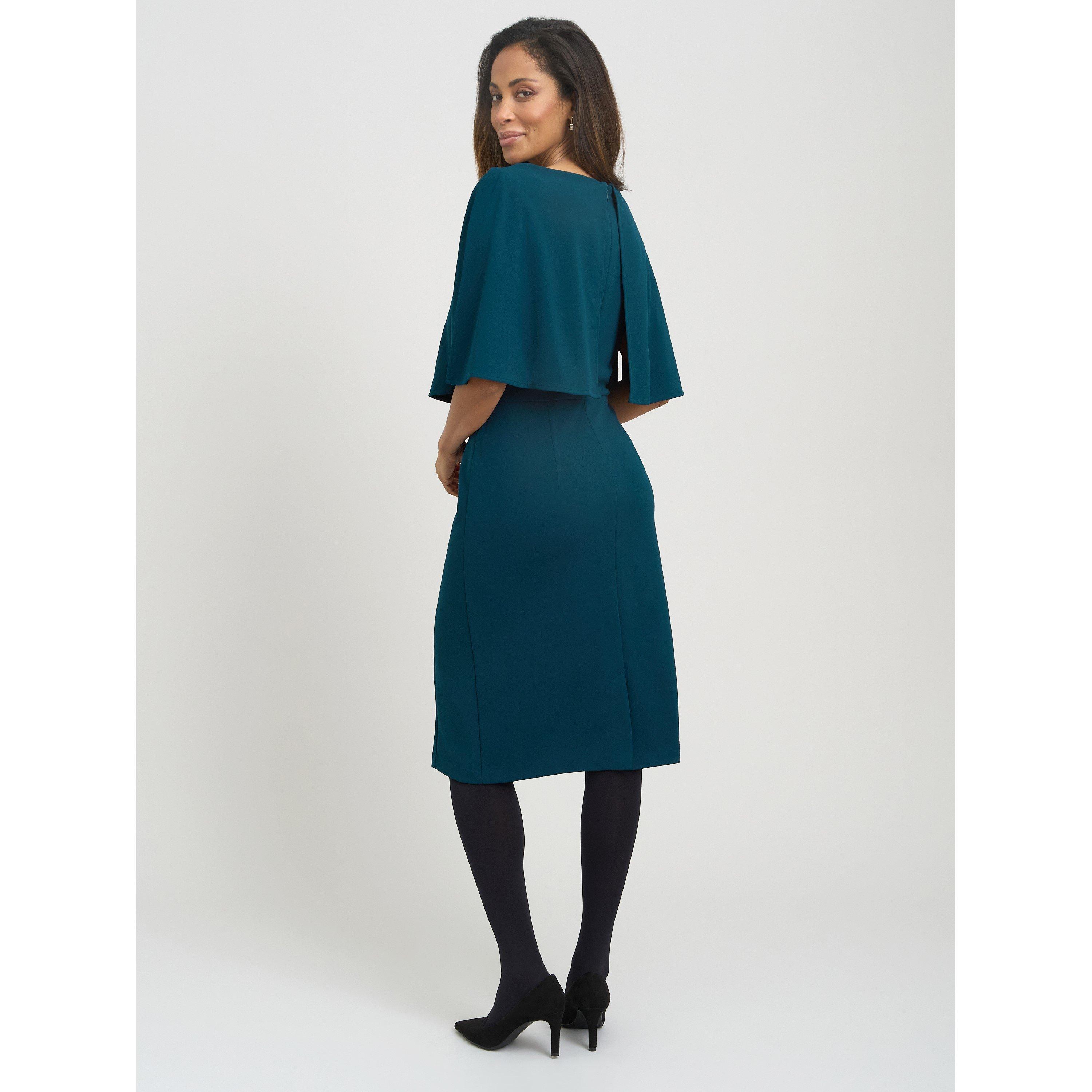 Dark Green - Gina Bacconi - Gillian Chiffon Cape Dress - 7