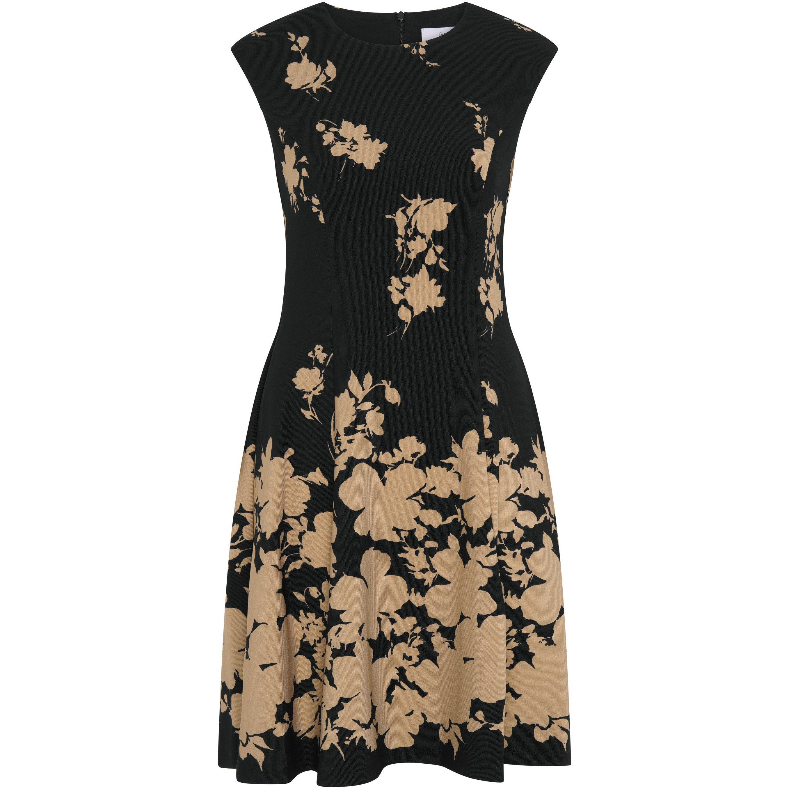 Black / Beige - Gina Bacconi - Holli Floral Fit & Flare Dress - 1