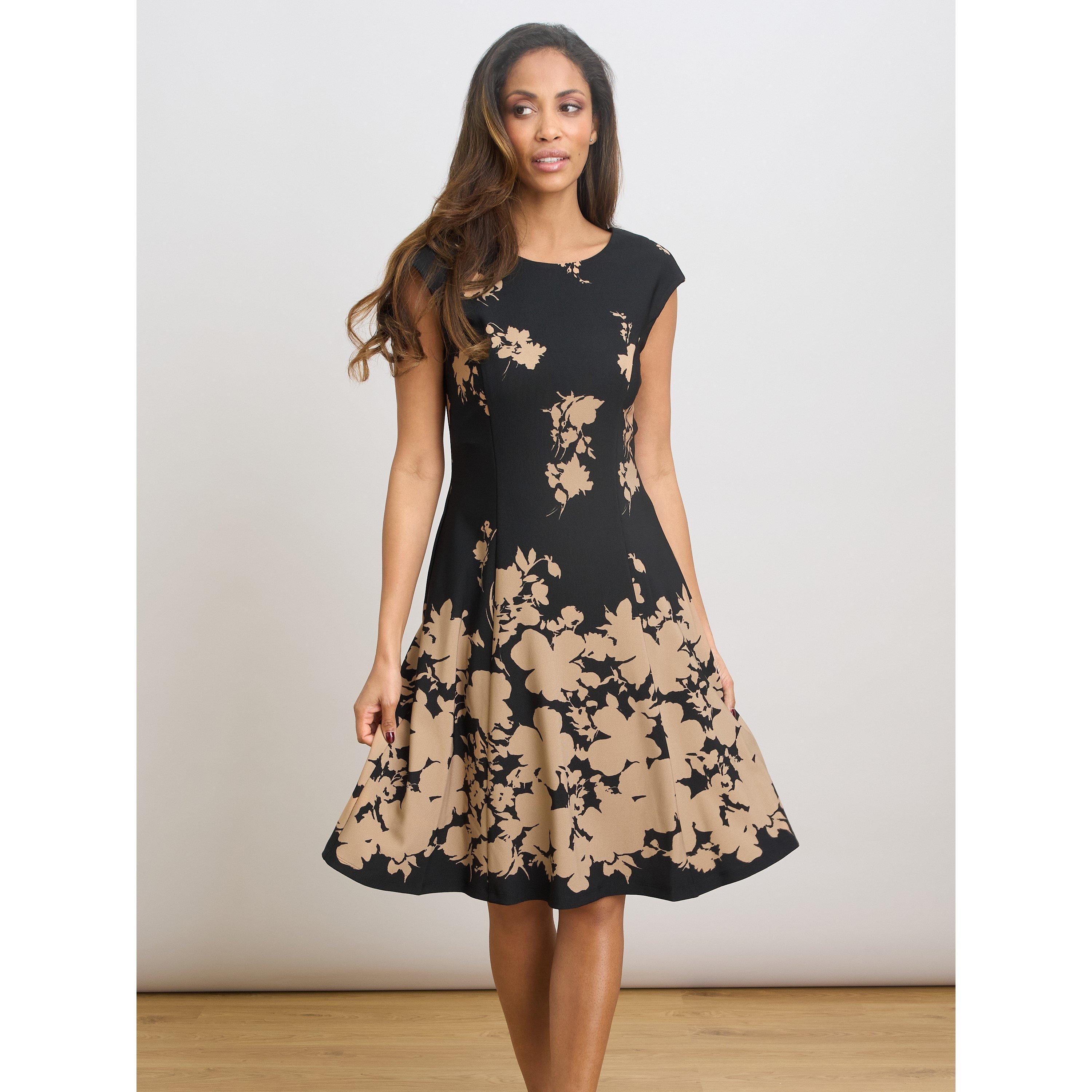 Black / Beige - Gina Bacconi - Holli Floral Print Dress - 2