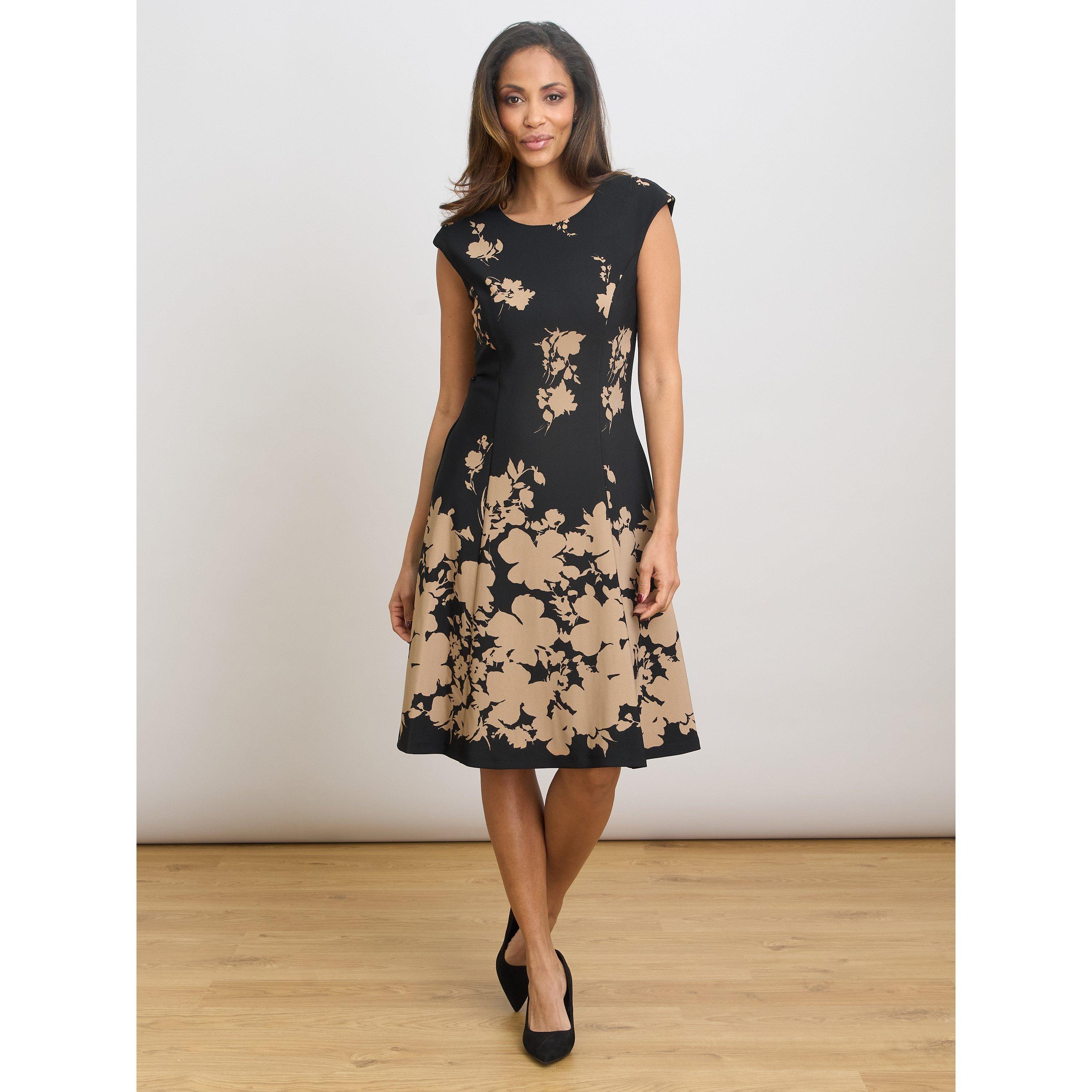 Black / Beige - Gina Bacconi - Holli Floral Print Dress - 7