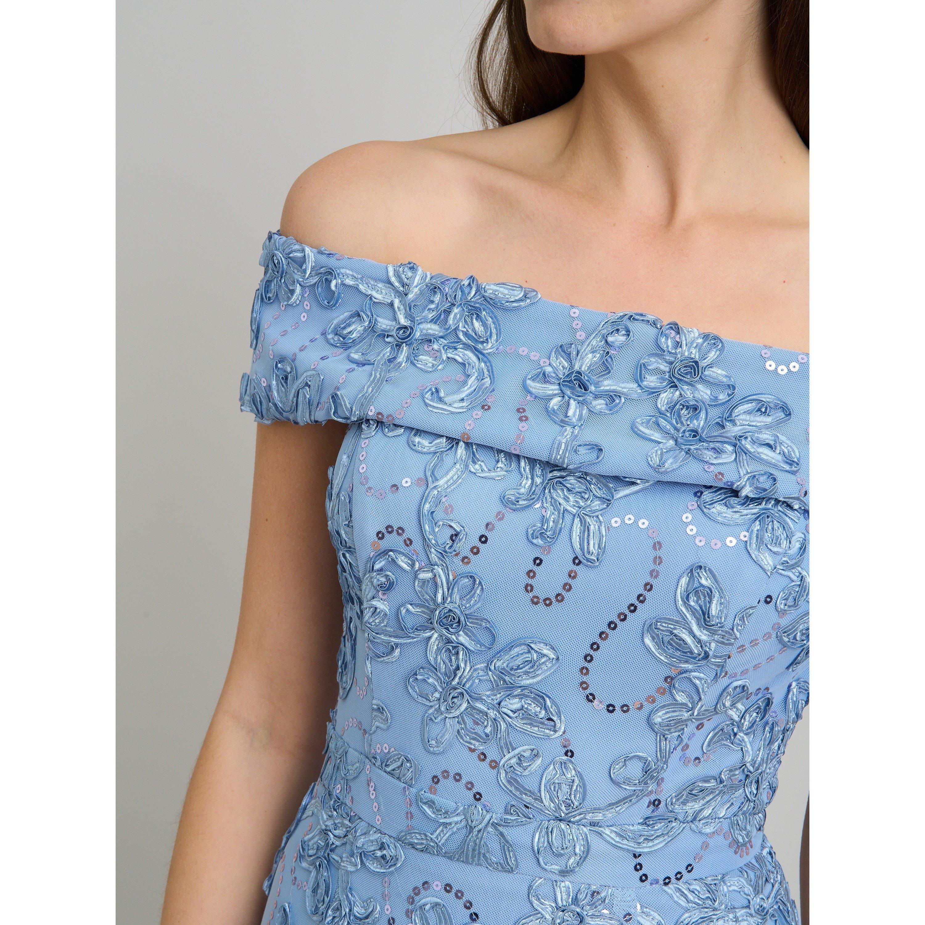 Perri - Gina Bacconi - Janette Embroidered Sequin Maxi Dress - 5