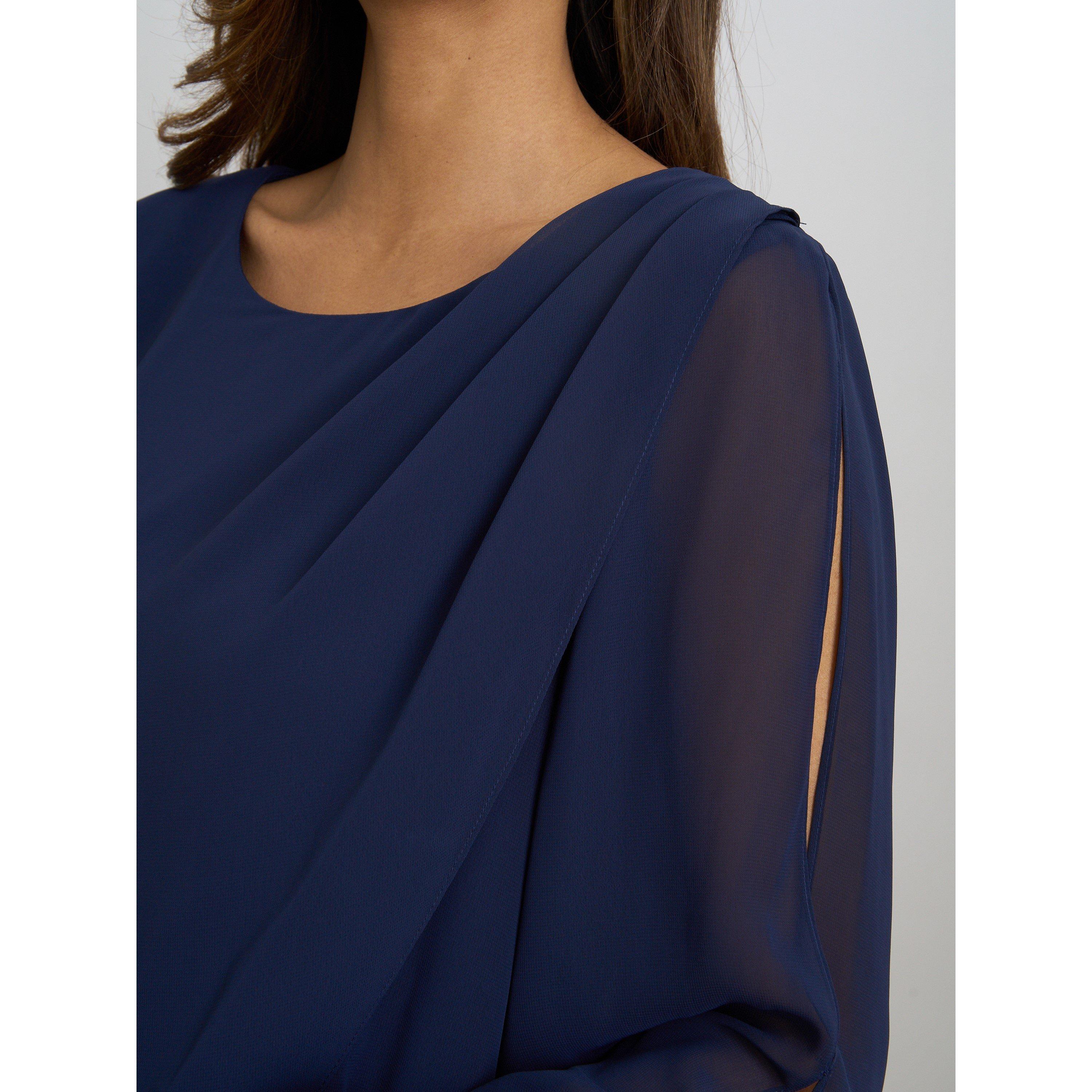 Navy - Gina Bacconi - Lexie Embellished Sleeves Dress - 7