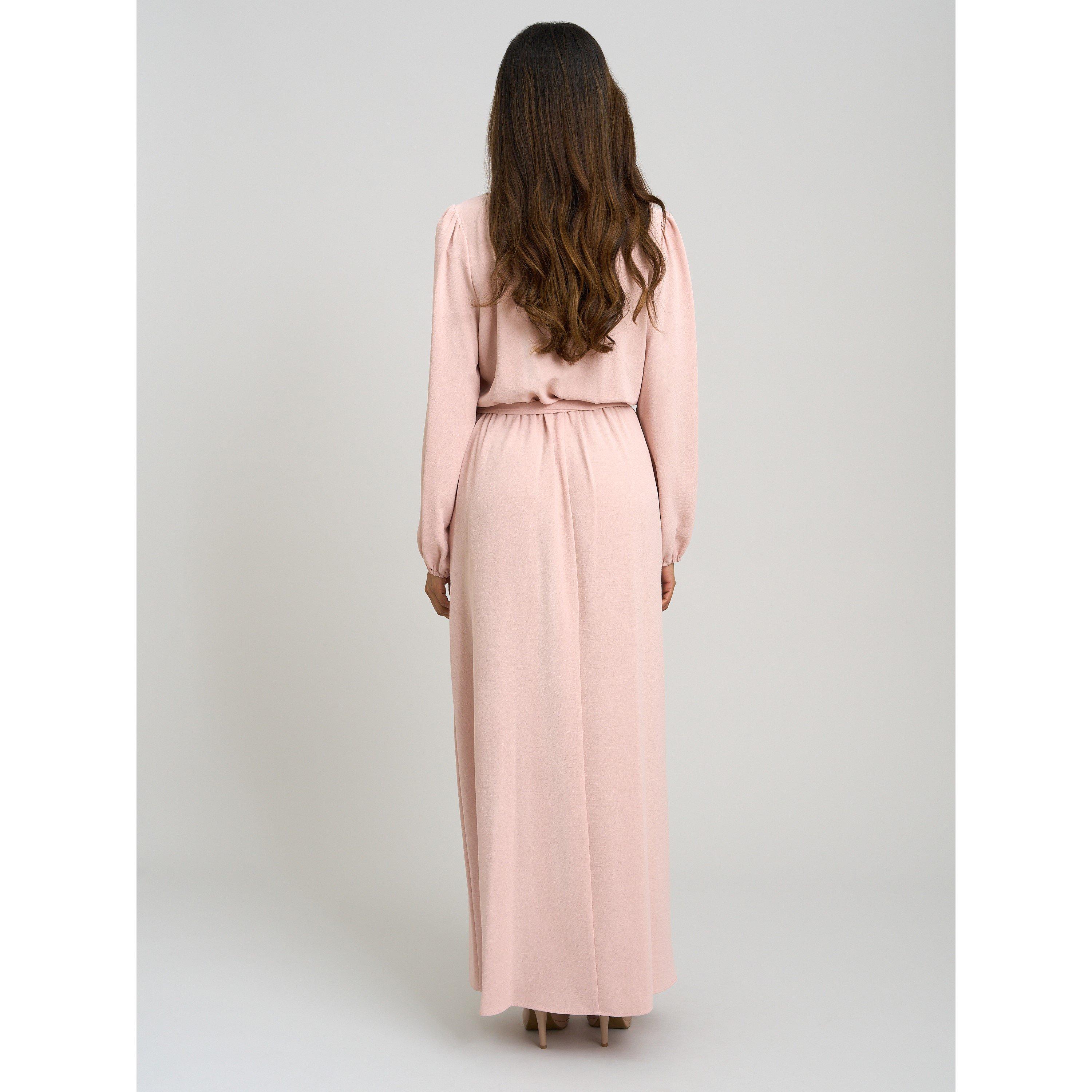 Blush - Gina Bacconi - Bow Wrap Long Sleeve Maxi Dress - 3
