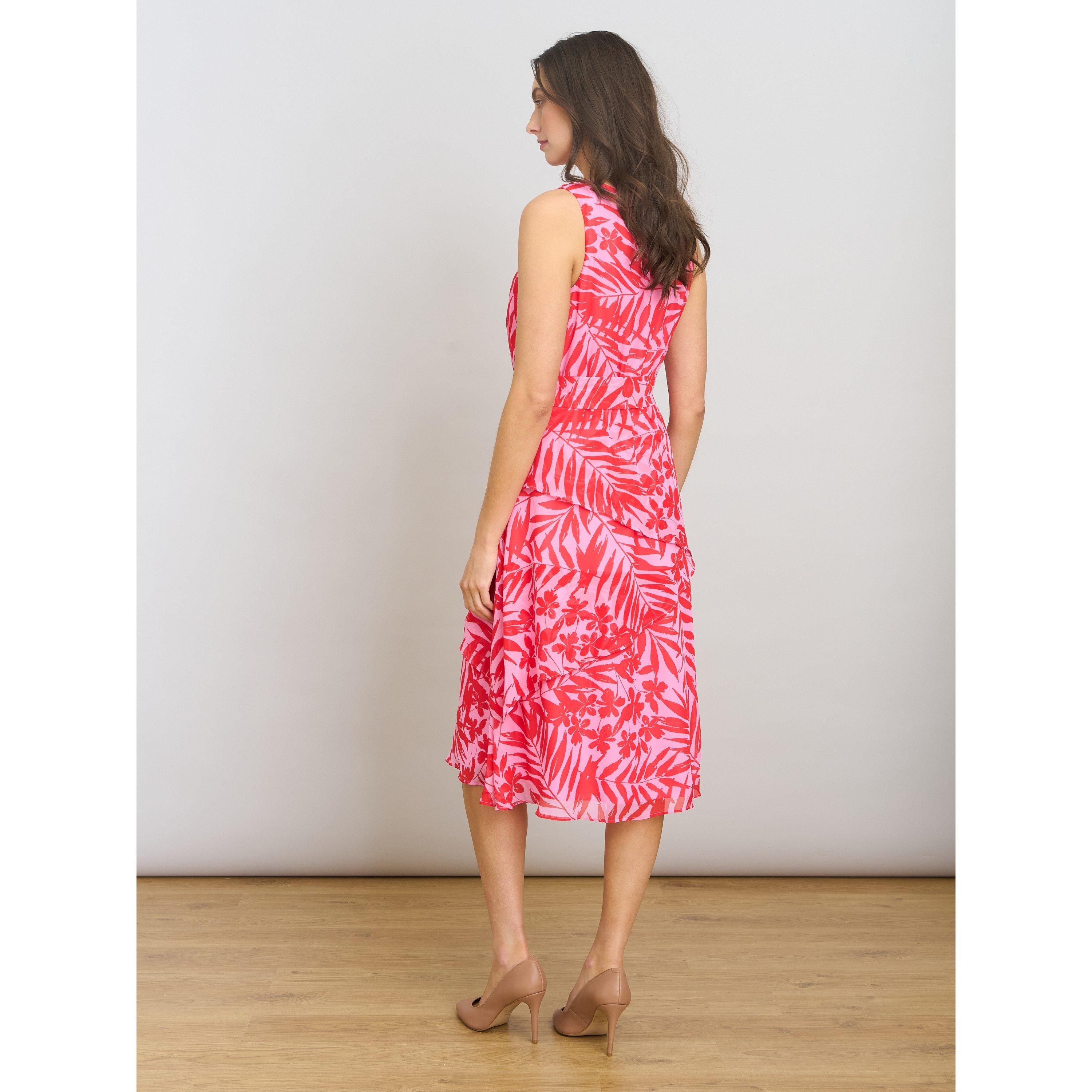 Pink - Gina Bacconi - Tasha Printed Chiffon Dress - 3