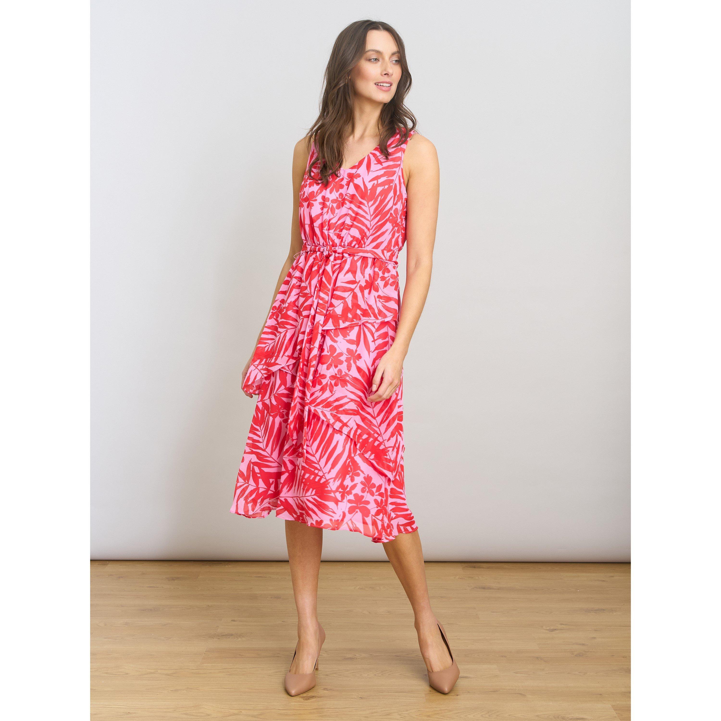 Pink - Gina Bacconi - Tasha Printed Chiffon Dress - 4