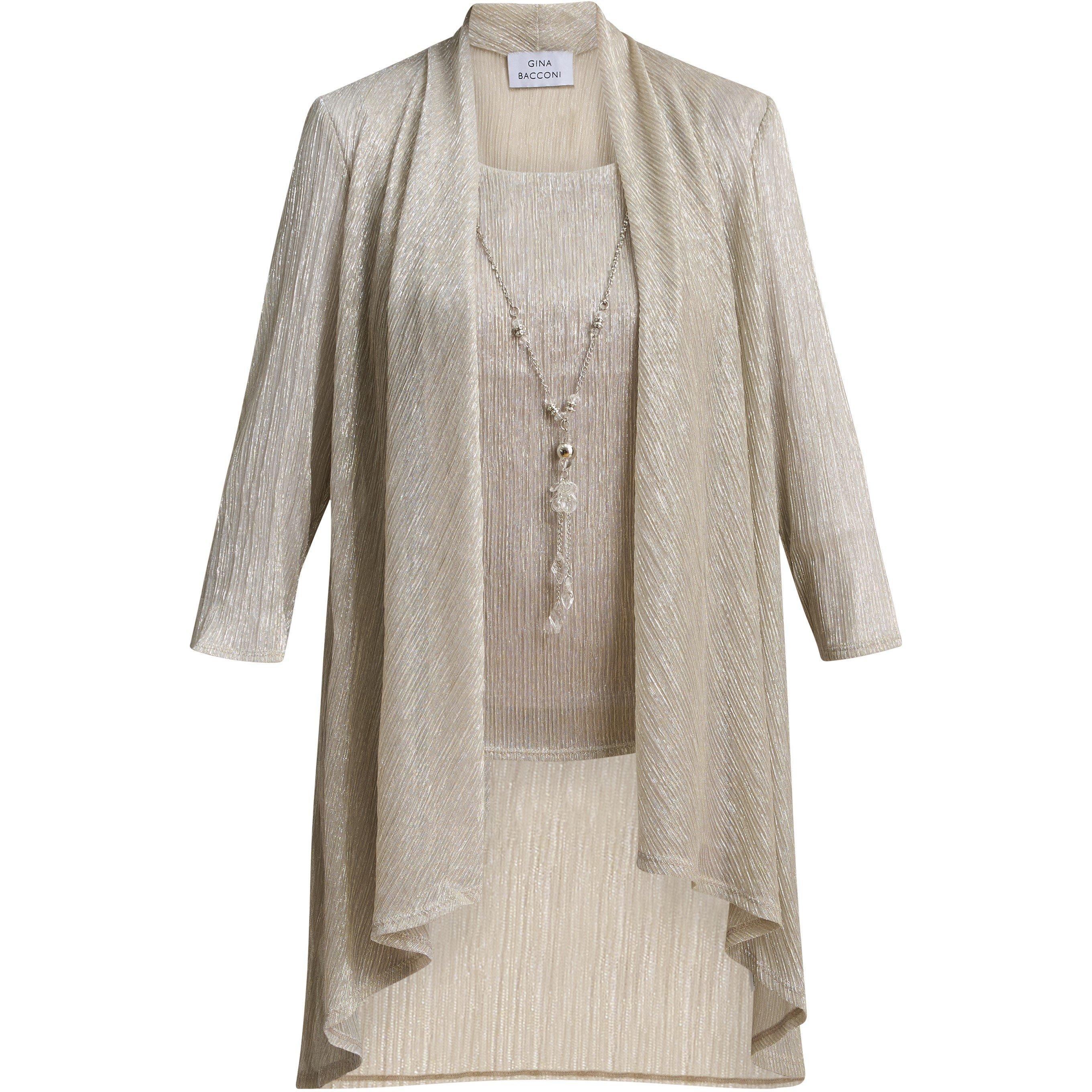 Champagne - Gina Bacconi - Natasha 3 Piece Metallic Trouser Suit - 1