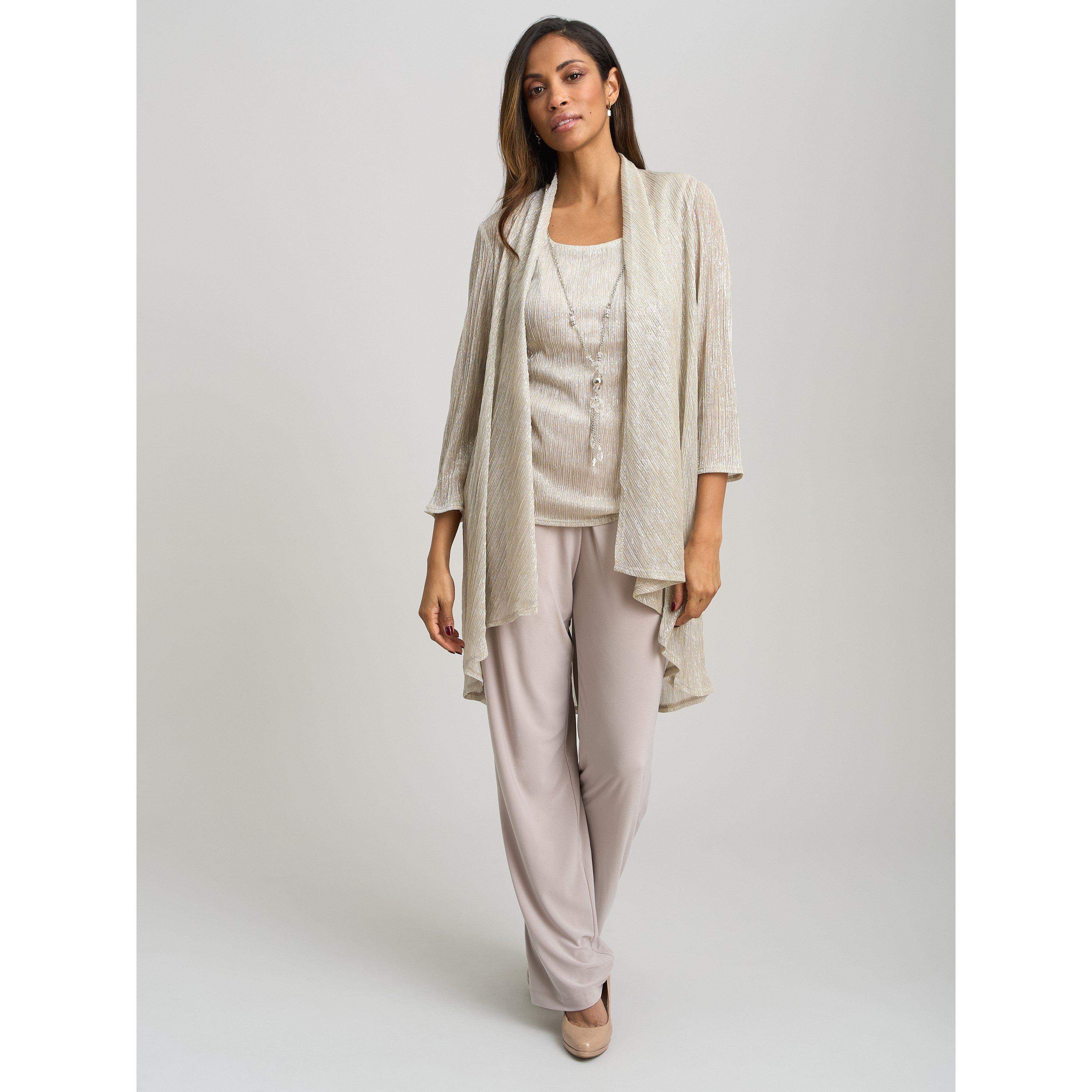 Champagne - Gina Bacconi - Natasha 3 Piece Metallic Trouser Suit - 4