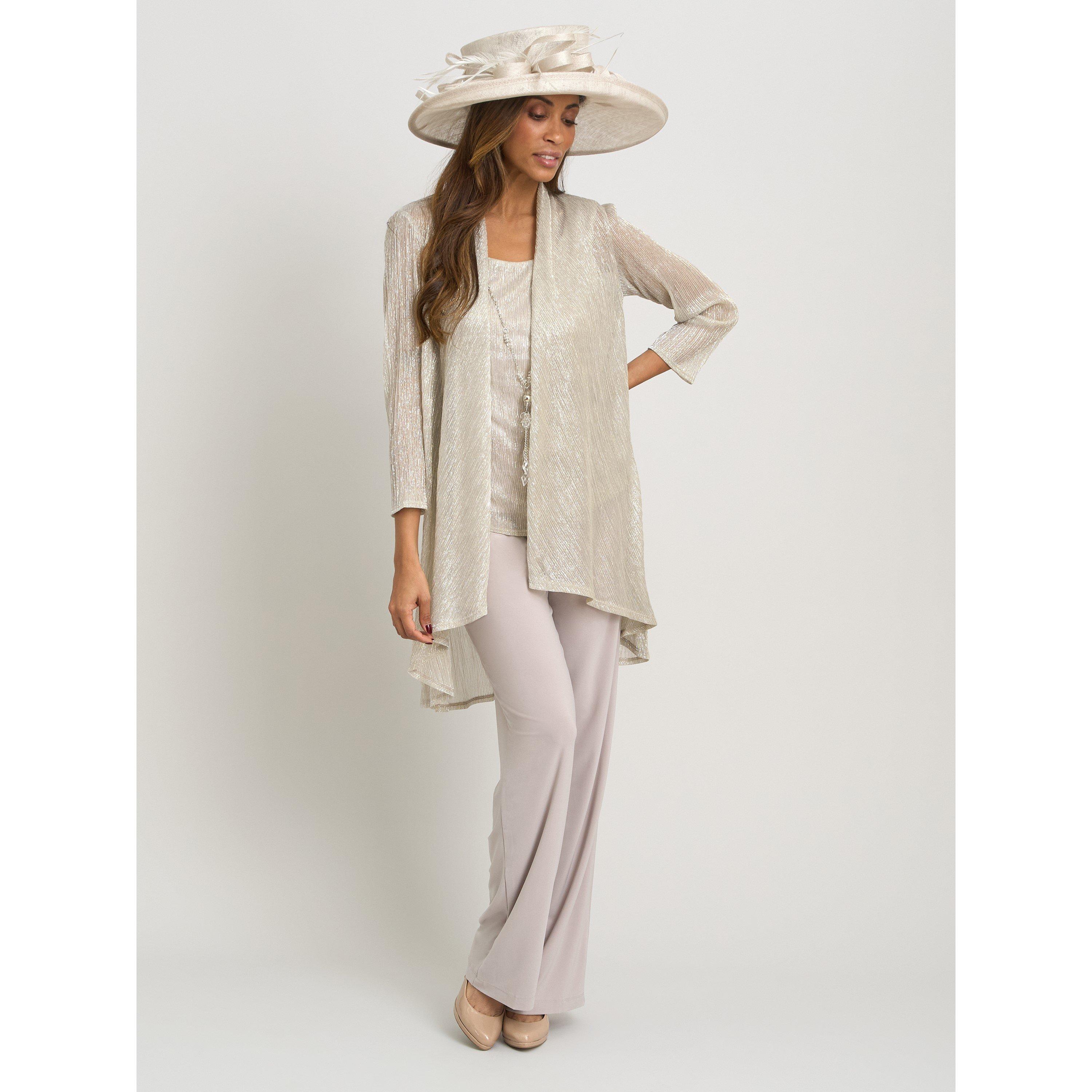 Champagne - Gina Bacconi - Natasha 3 Piece Metallic Trouser Suit - 6